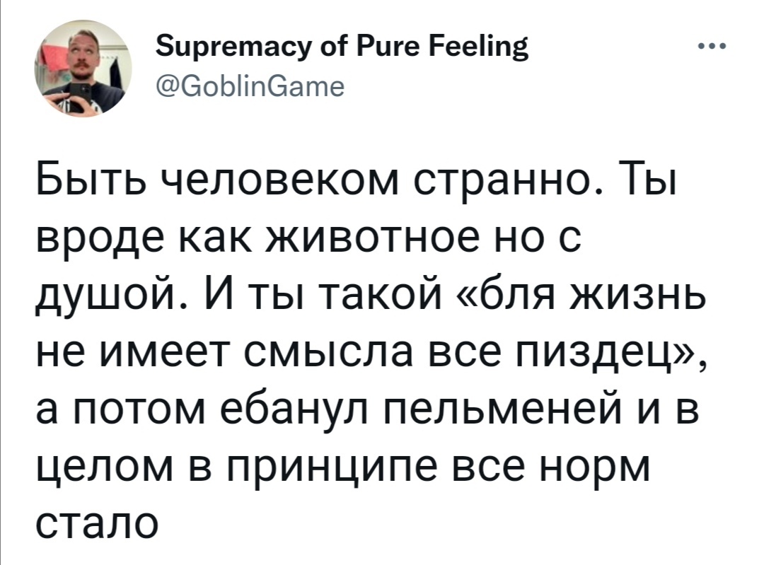 Быть человеком - Юмор, Скриншот, Twitter, Мат, Пельмени, Человек