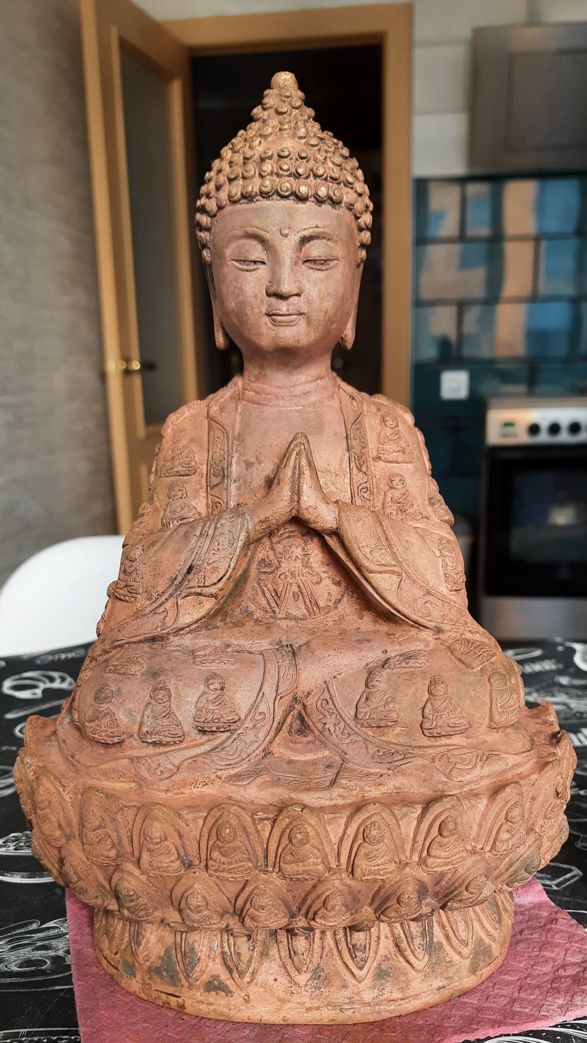 How I struggled with Chinese aging - My, Needlework with process, Buddhism, Chemistry, Buddha, Casting, Etching, Longpost, Statuette