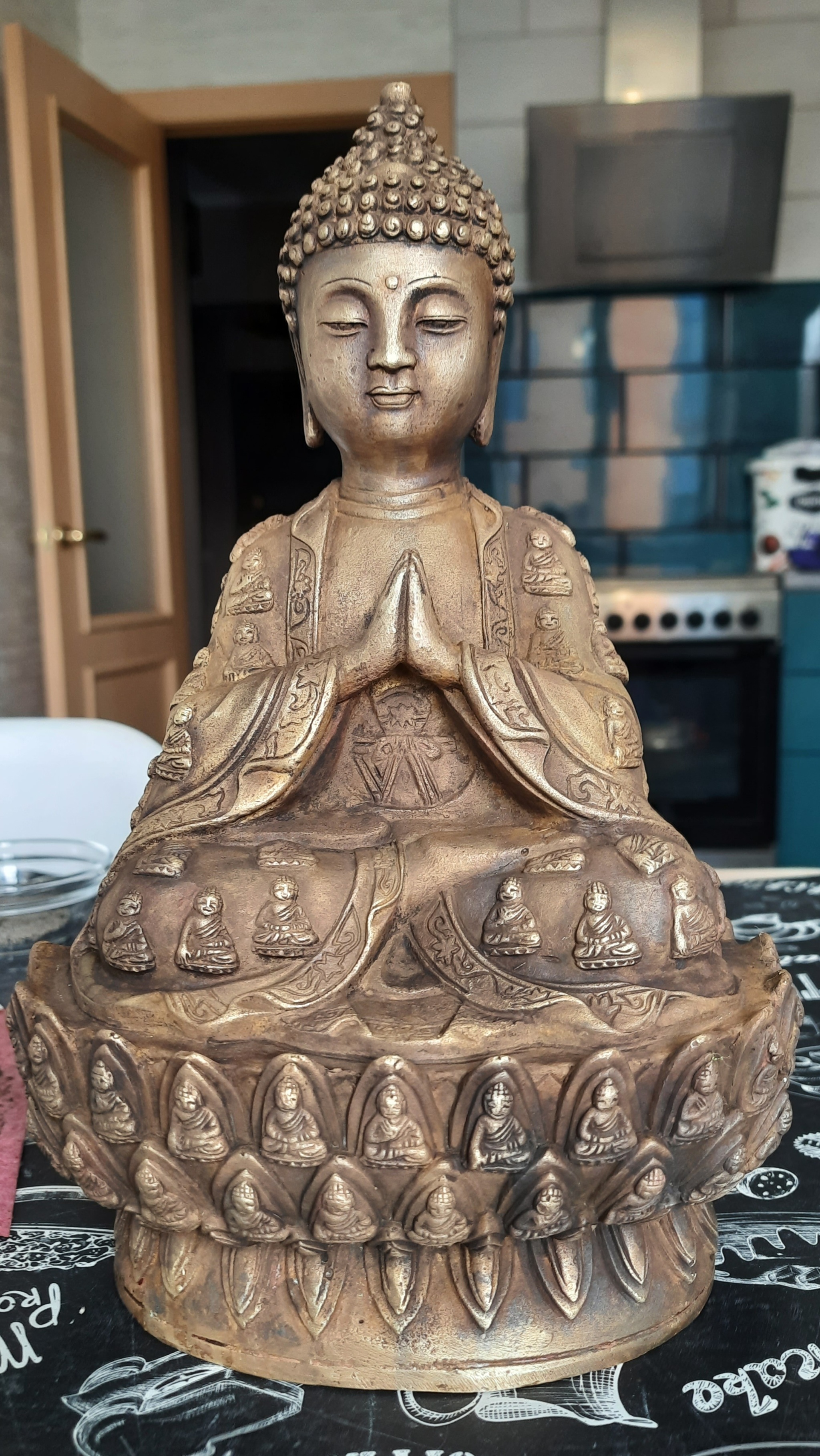 How I struggled with Chinese aging - My, Needlework with process, Buddhism, Chemistry, Buddha, Casting, Etching, Longpost, Statuette