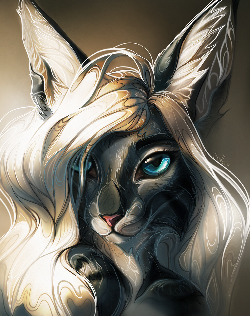 Blue eyes - Furry, Anthro, Art, Furry cat, Safiru