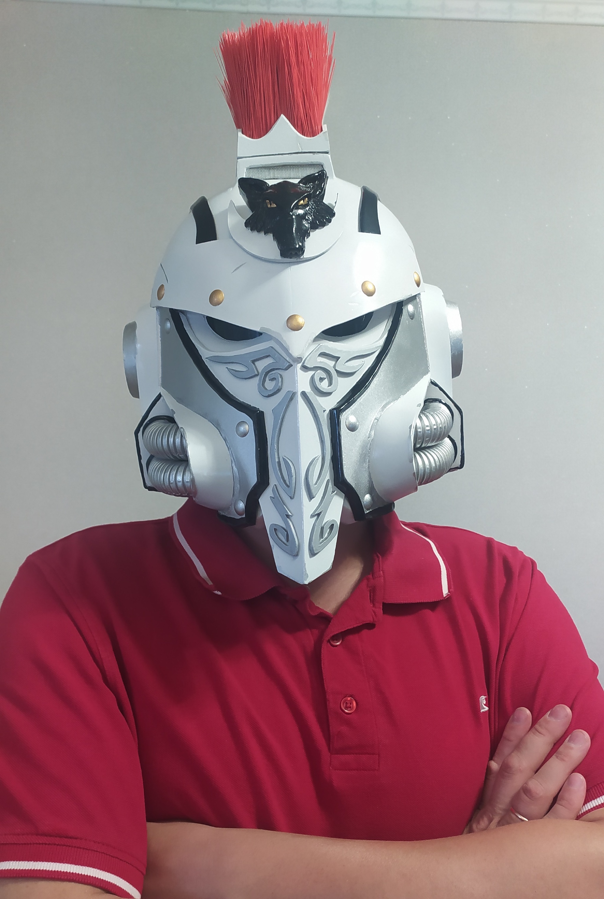 Helm of Captain X Company of the Luna Wolves Garviel Loken - My, Warhammer 30k, Warhammer 40k, Adeptus Astartes, Coplay, Horus heresy, Papercraft, Cosplay, With your own hands, Longpost