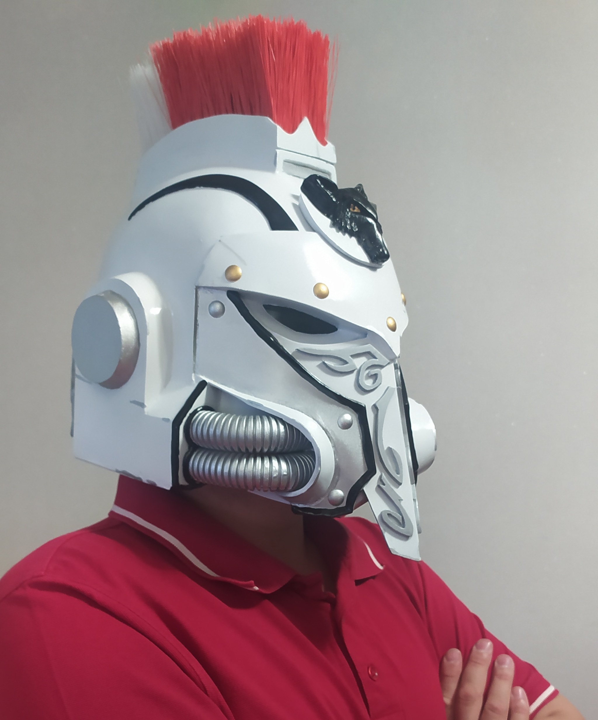 Helm of Captain X Company of the Luna Wolves Garviel Loken - My, Warhammer 30k, Warhammer 40k, Adeptus Astartes, Coplay, Horus heresy, Papercraft, Cosplay, With your own hands, Longpost