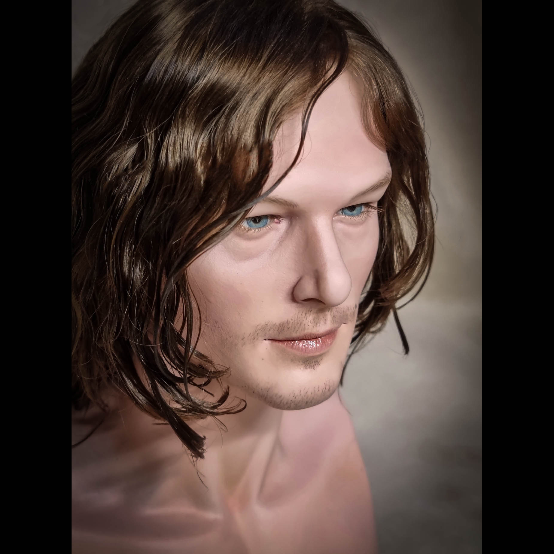 Norman Reedus, author's portrait head on bjd body - My, Longpost, Norman Reedus, Needlework with process, Polymer clay, Sculpture, Portrait, Doll, Handmade, Single instance, Norman Reedus, Лепка, Portrait doll, Video, Youtube, Video VK