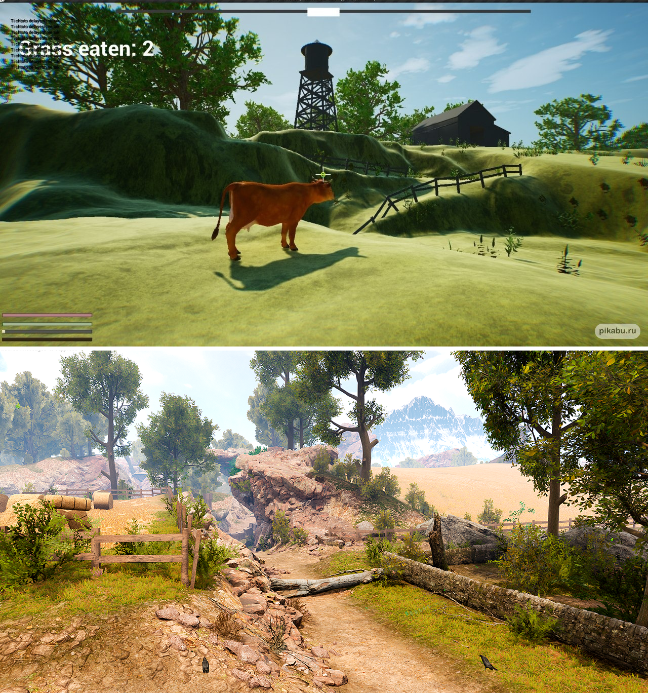 Quiet Farm is a cow simulator. The project has been in development for two whole years! There are BEFORE/AFTER examples! - My, Gamedev, Indie game, Development of, Steam, Video game, Инди, Unity, Unreal Engine 4, Simulator, Animals, Progress, It Was-It Was, Cow, Humor, GIF, Video, Youtube, Longpost