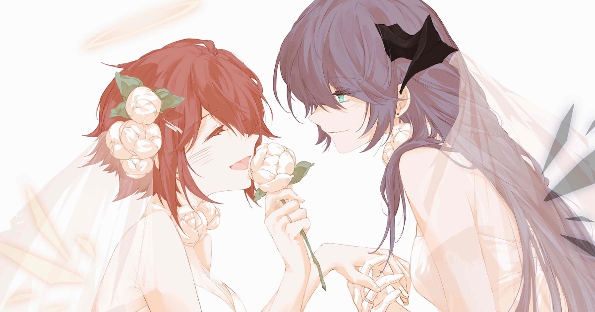 Exusiai & Mostima - NSFW, Anime art, Anime, Arknights, Exusiai, Mostima, Yuri, Longpost