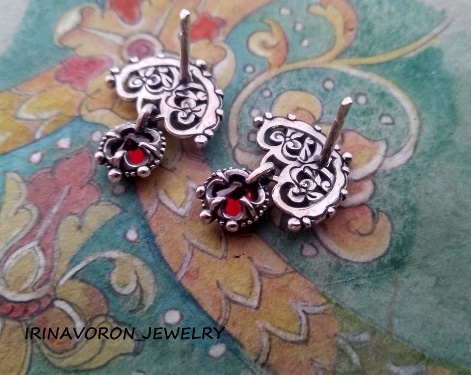 Earrings with garnets - My, Earrings, Jeweler, Decoration, Accessories, Longpost