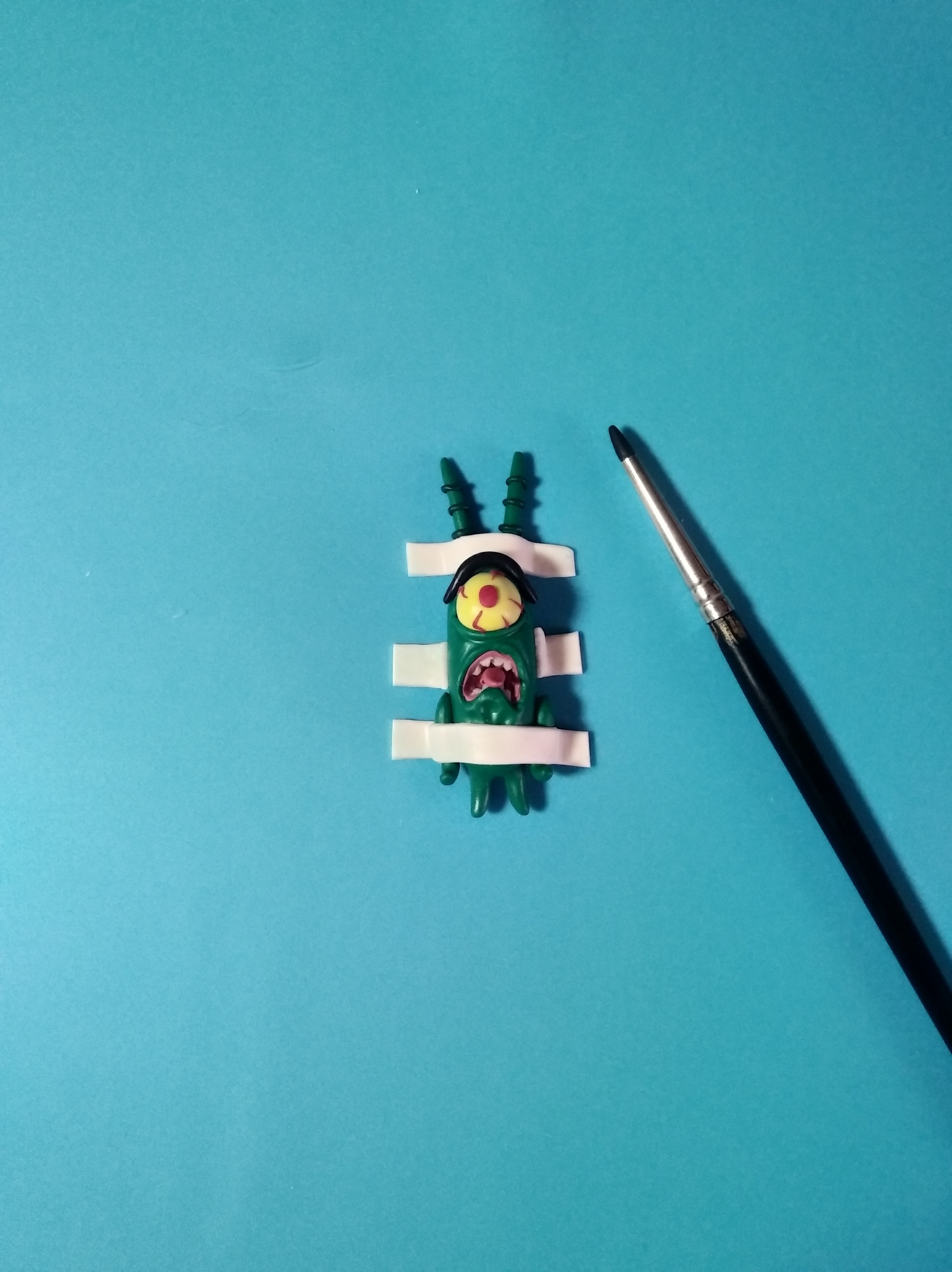 Happiness. Friday :) - My, Needlework with process, Лепка, With your own hands, Polymer clay, SpongeBob, Magnets, Friday tag is mine, Longpost, Plankton