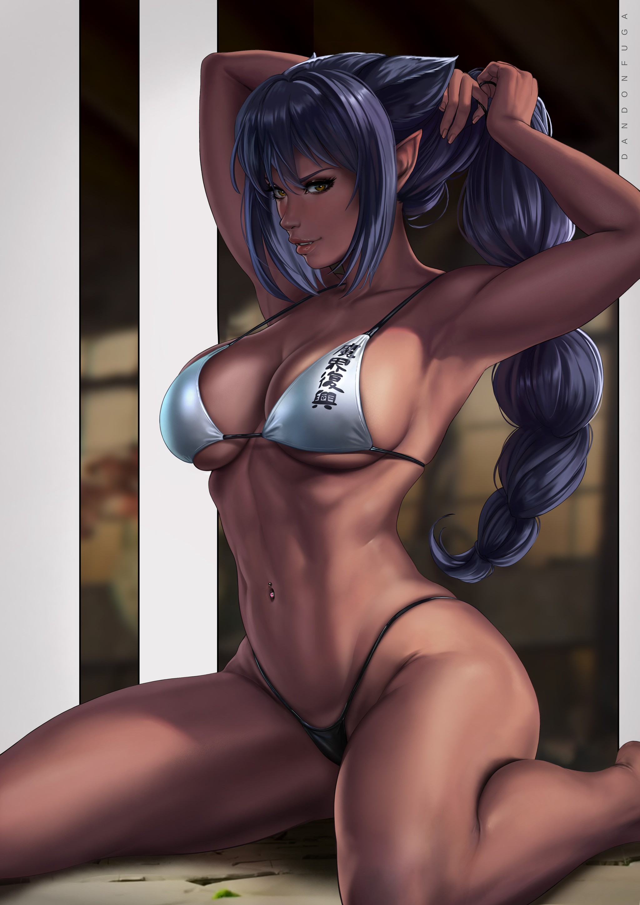 Jahy - NSFW, Drawing, Anime, Jahy-sama wa Kujikenai!, Jahy, Nudity, Bust, Pigtails, Tan line, Dandonfuga, Hand-drawn erotica, Erotic, Art, Longpost, Underwear