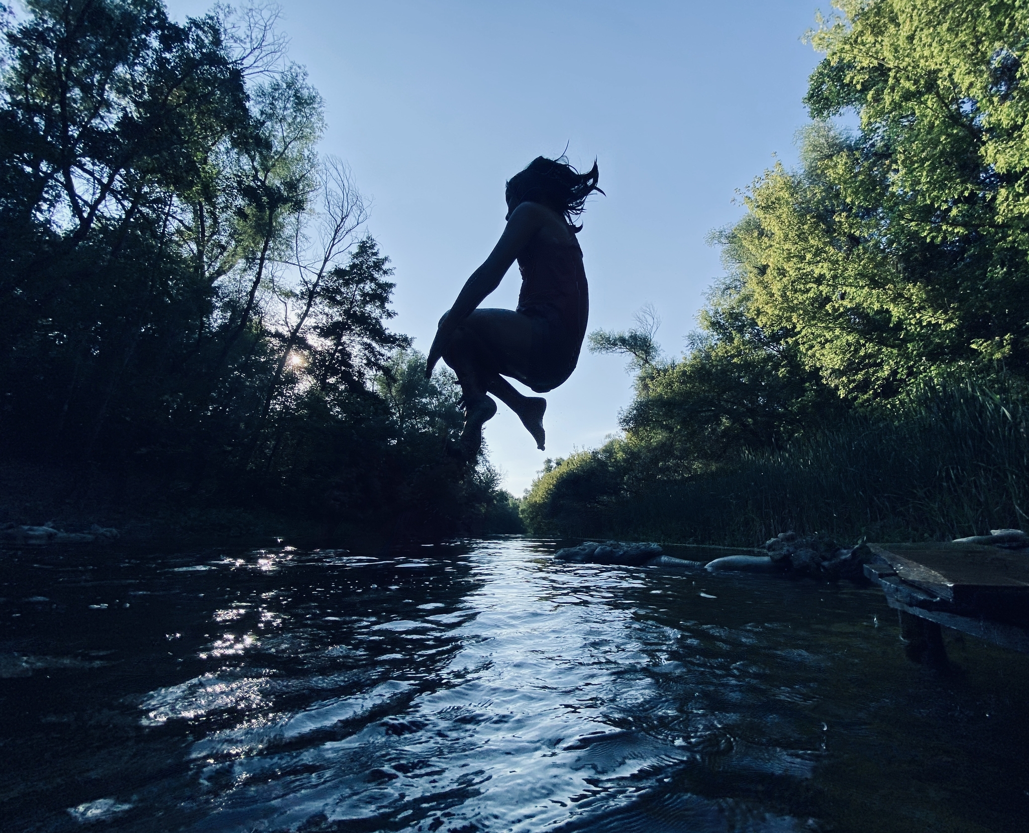 Лето. Речка. Силуэты - Моё, Вода, Лето, Мобильная фотография, Фотография, Длиннопост, Силуэт