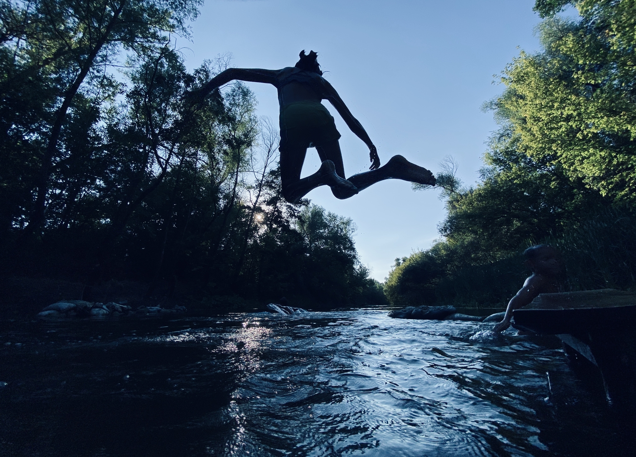 Лето. Речка. Силуэты - Моё, Вода, Лето, Мобильная фотография, Фотография, Длиннопост, Силуэт