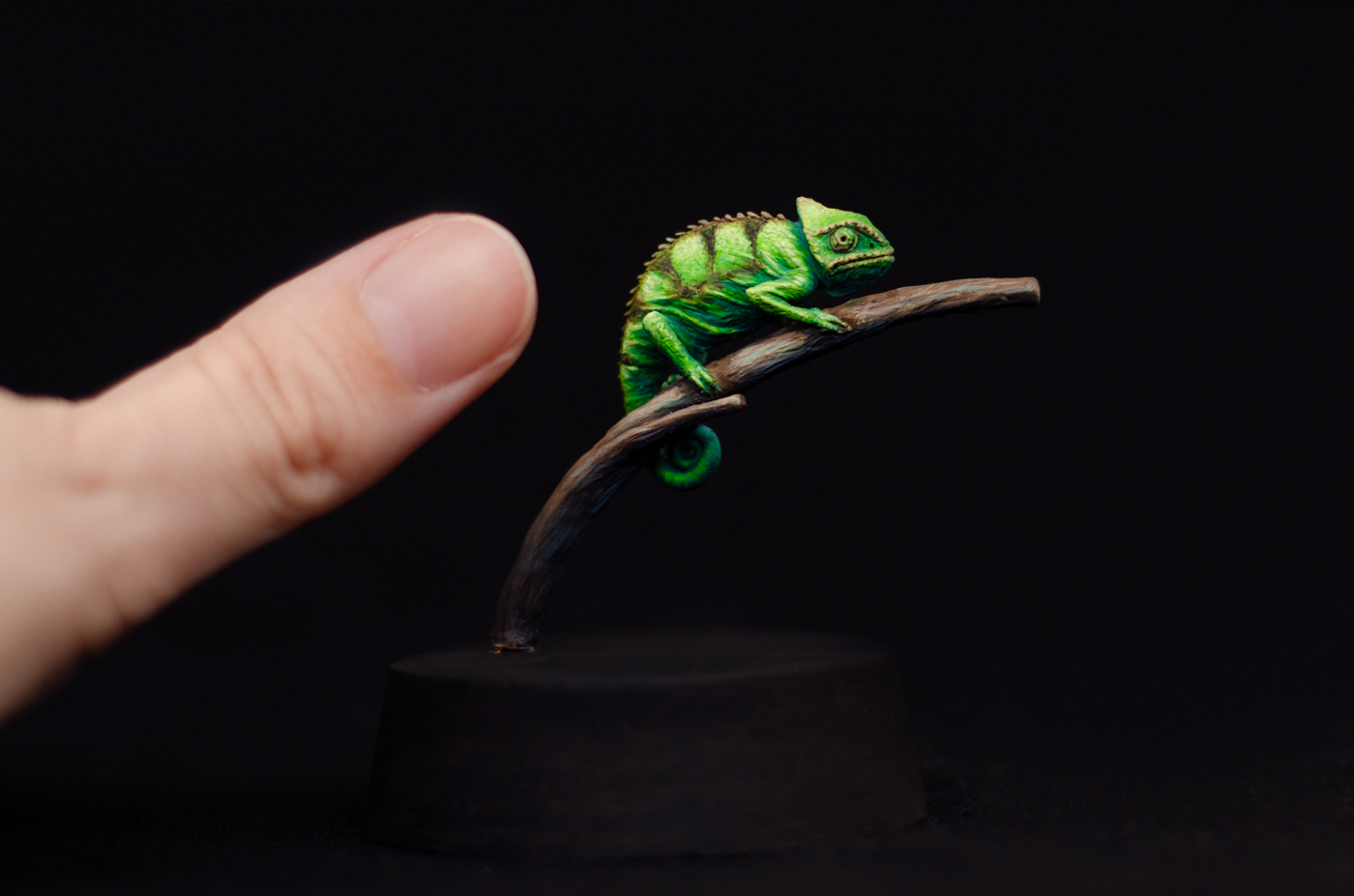 Microchameleon - My, Polymer clay, Miniature, Figurines, Лепка, Longpost, Painting miniatures