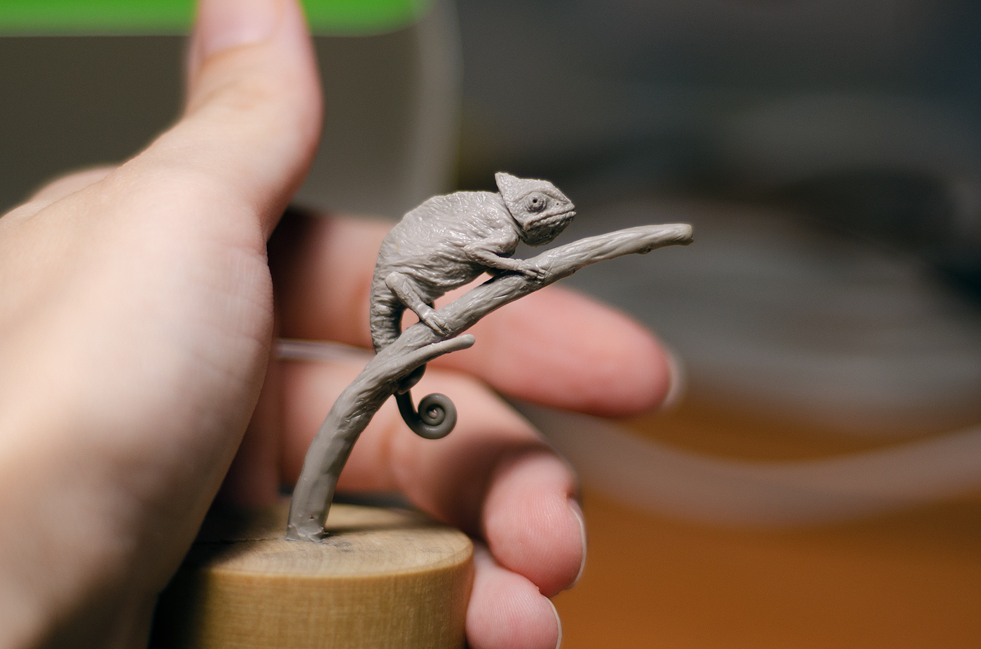 Microchameleon - My, Polymer clay, Miniature, Figurines, Лепка, Longpost, Painting miniatures