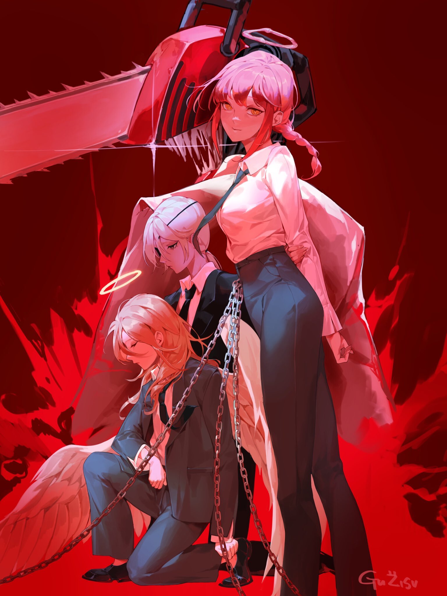 Chainsaw Man - Арт, Аниме, Anime Art, Chainsaw Man, Denji, Makima, Quanxi, Guzisu, Angel Devil