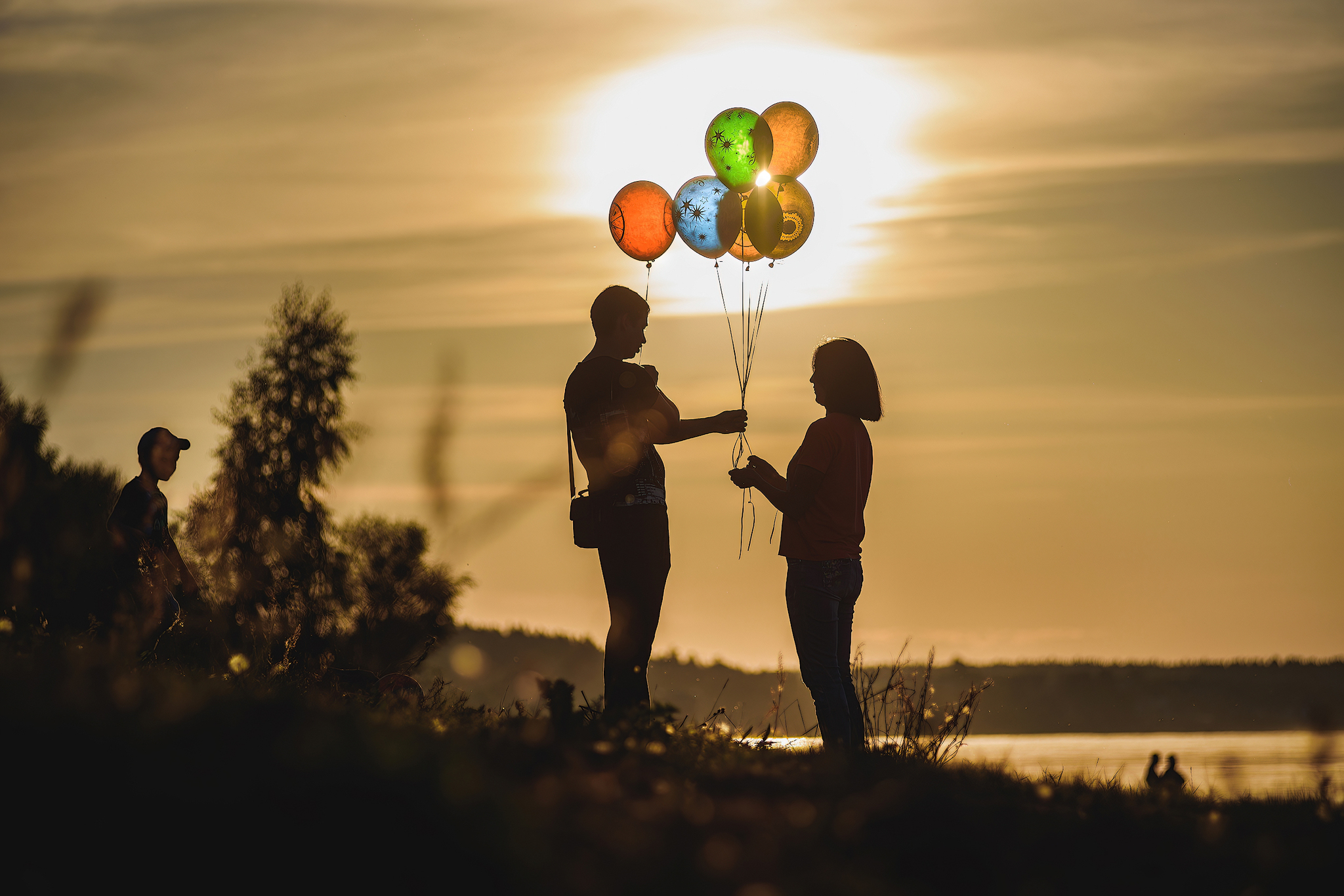 Balloons )) - My, The photo, Summer, Volga river, Ball, Children, People, Sunset, Longpost, Evening