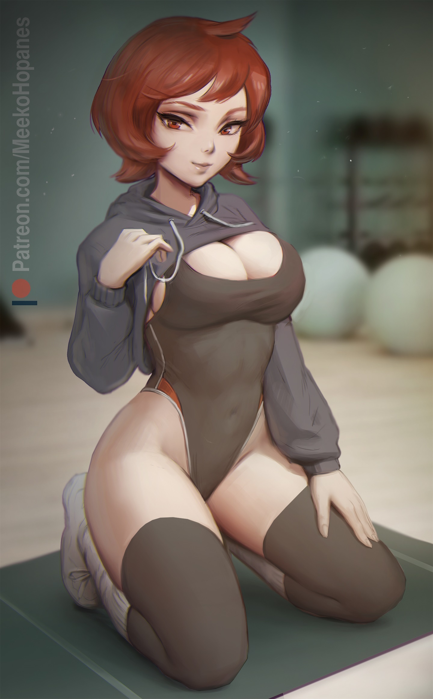 Arezu - NSFW, Art, Drawing, Anime art, Pokemon, Girls, Erotic, Hand-drawn erotica, Game art, Swimsuit, Bikini, Underwear, Stockings, Boobs, Strip, On the knees, Redheads, Meekohopanes, Longpost