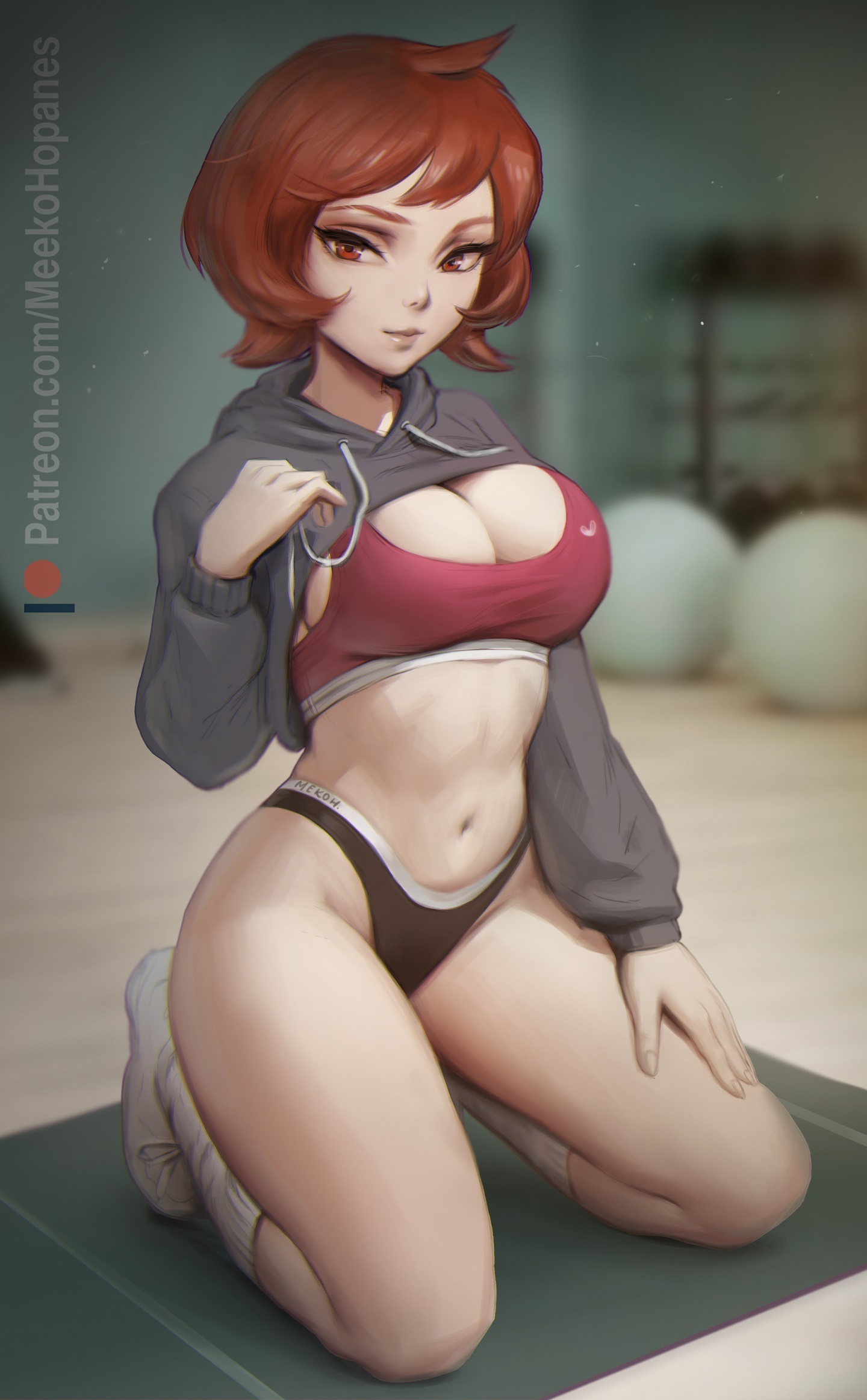 Arezu - NSFW, Art, Drawing, Anime art, Pokemon, Girls, Erotic, Hand-drawn erotica, Game art, Swimsuit, Bikini, Underwear, Stockings, Boobs, Strip, On the knees, Redheads, Meekohopanes, Longpost