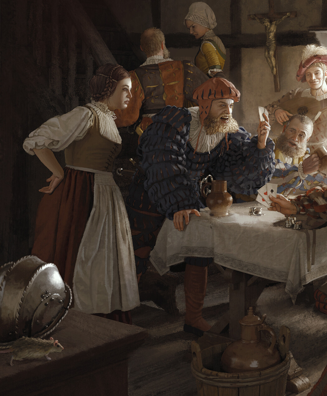 Landsknechts in a tavern, 1520' - Art, Artstation, Landsknechts, Renaissance, Tavern, People, Middle Ages, Story, Nils Wadensten, Longpost