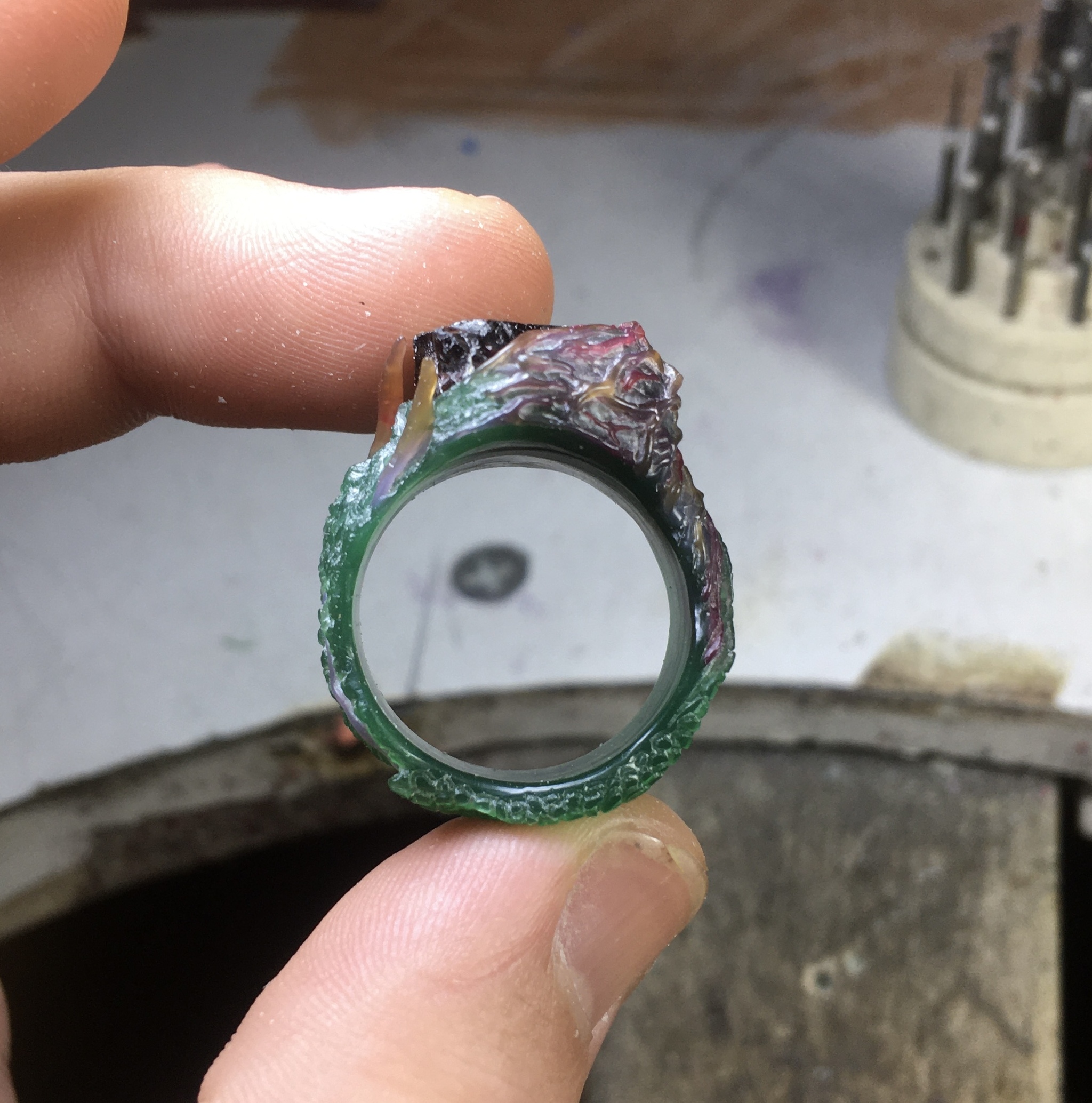 Jewelry underground: Carrion - My, Garnet, Handmade, Ring, Patina, With your own hands, Needlework with process, Casting, Underground, Wax, Mat, Longpost