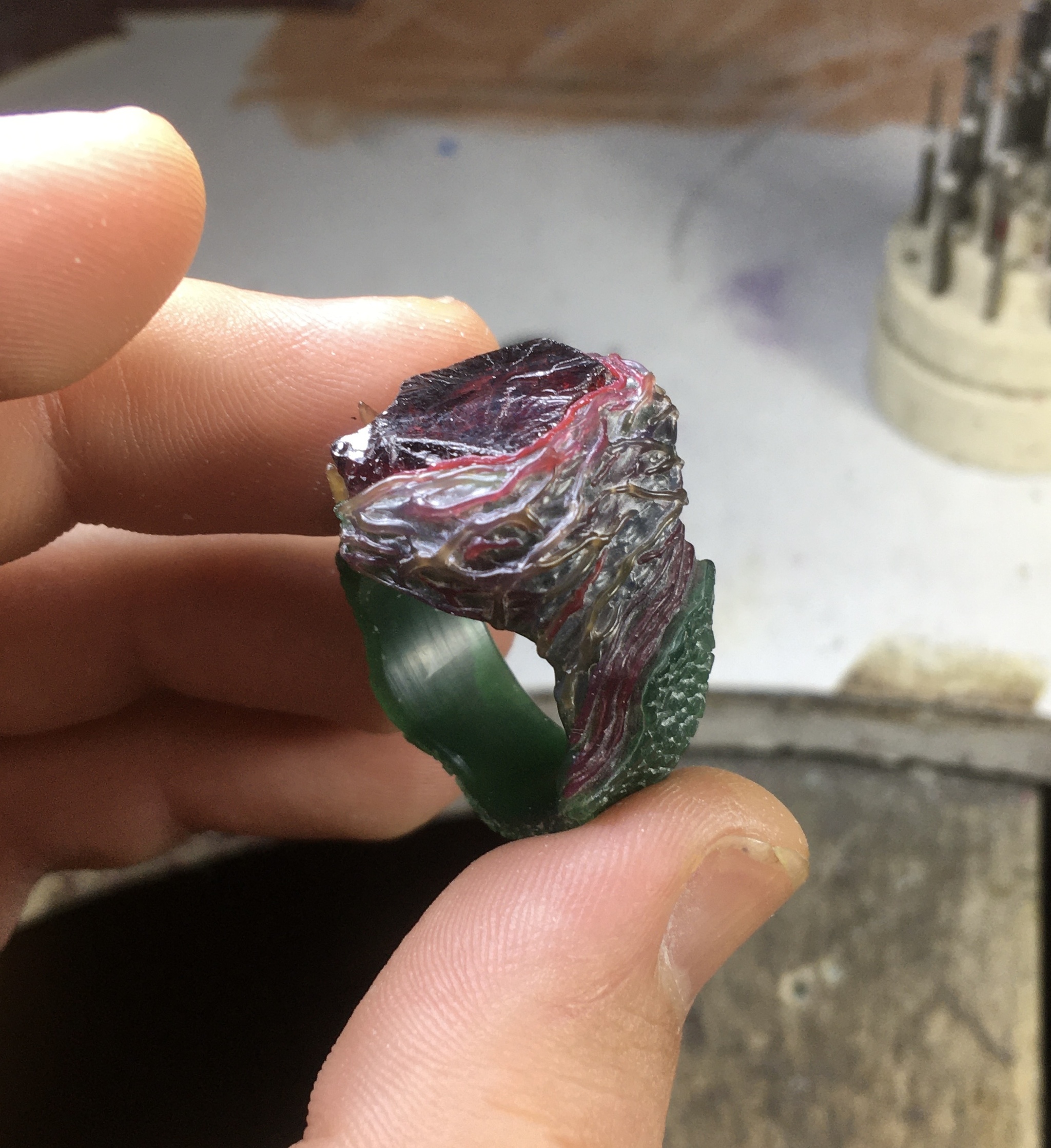 Jewelry underground: Carrion - My, Garnet, Handmade, Ring, Patina, With your own hands, Needlework with process, Casting, Underground, Wax, Mat, Longpost