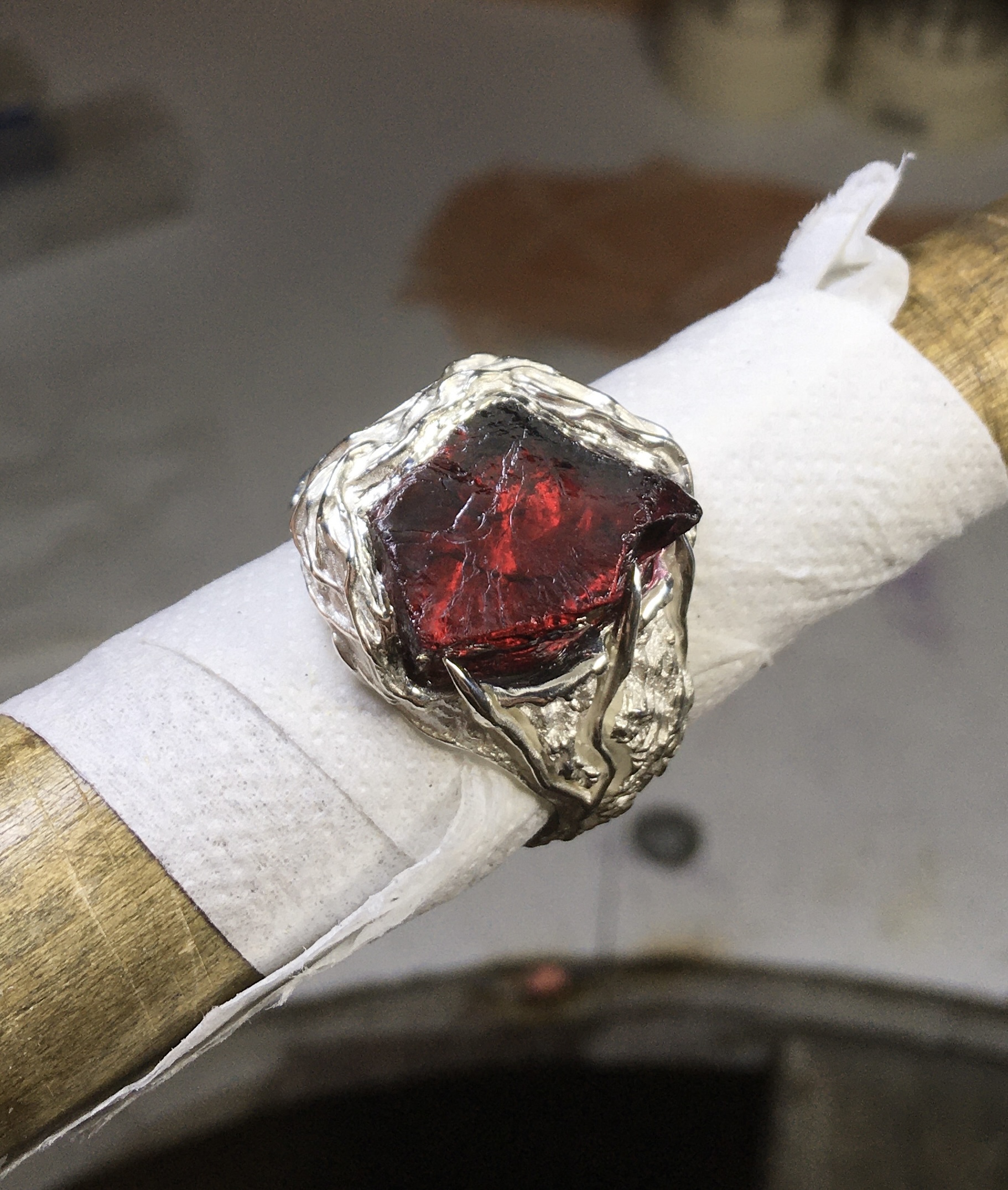 Jewelry underground: Carrion - My, Garnet, Handmade, Ring, Patina, With your own hands, Needlework with process, Casting, Underground, Wax, Mat, Longpost