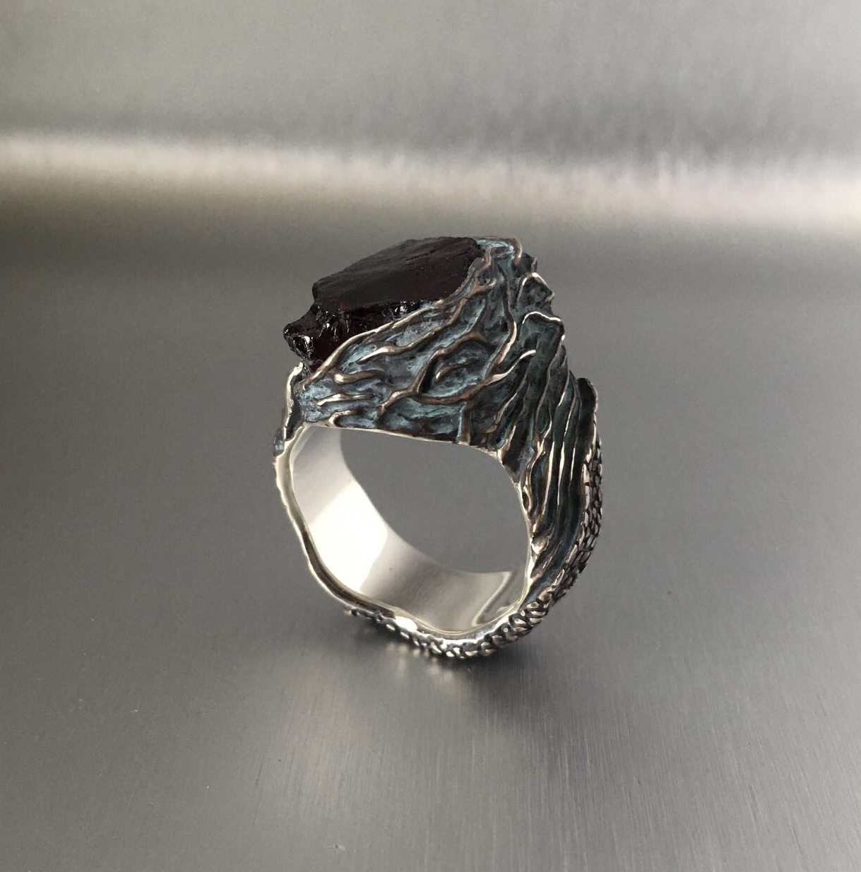 Jewelry underground: Carrion - My, Garnet, Handmade, Ring, Patina, With your own hands, Needlework with process, Casting, Underground, Wax, Mat, Longpost