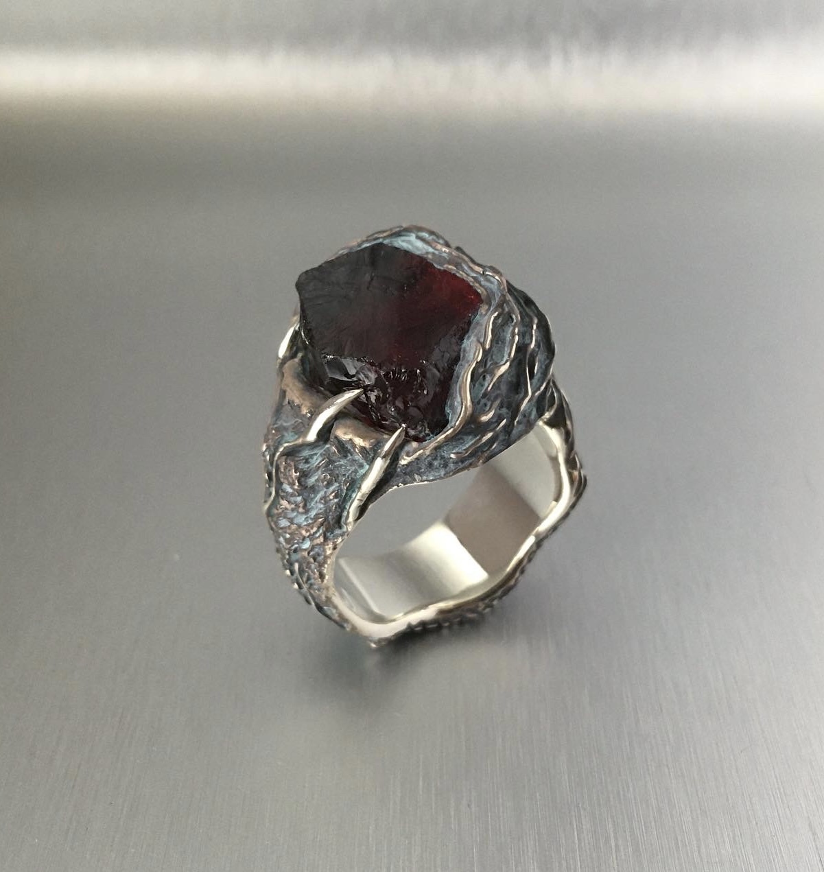 Jewelry underground: Carrion - My, Garnet, Handmade, Ring, Patina, With your own hands, Needlework with process, Casting, Underground, Wax, Mat, Longpost