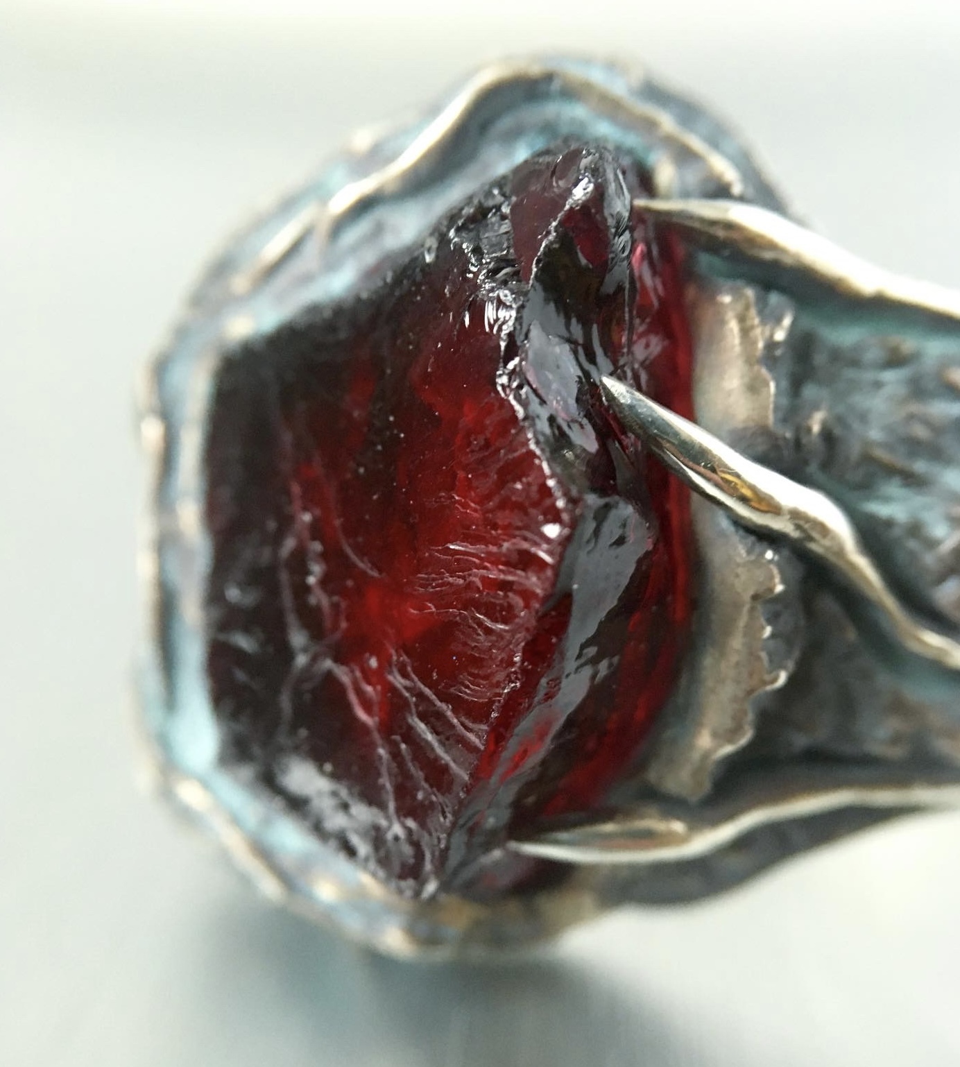 Jewelry underground: Carrion - My, Garnet, Handmade, Ring, Patina, With your own hands, Needlework with process, Casting, Underground, Wax, Mat, Longpost