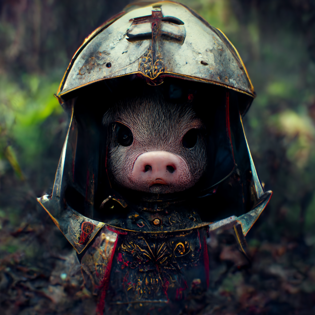 Pig crusader - My, Art, Digital drawing, Midjourney, Knights, Pig, Longpost