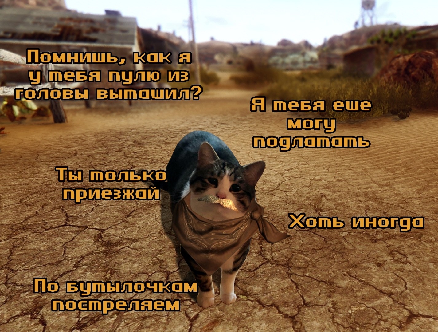 Come back to Goodsprings - Fallout: New Vegas, Picture with text, Memes, Games, cat