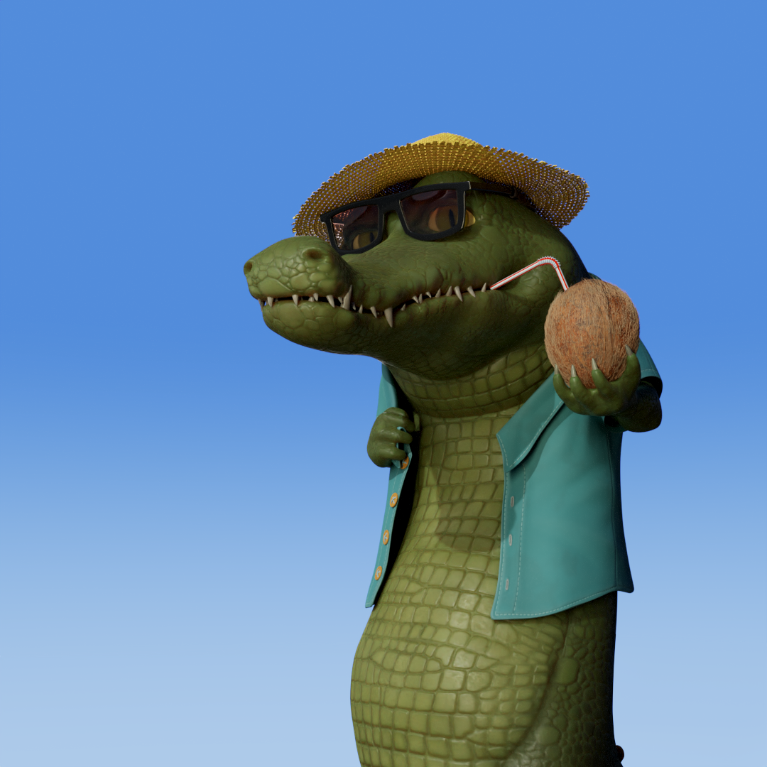 Crocodile at ease - My, Art, 3D, Zbrush, 3D modeling, Blender, Characters (edit), Digital, Longpost, Computer graphics