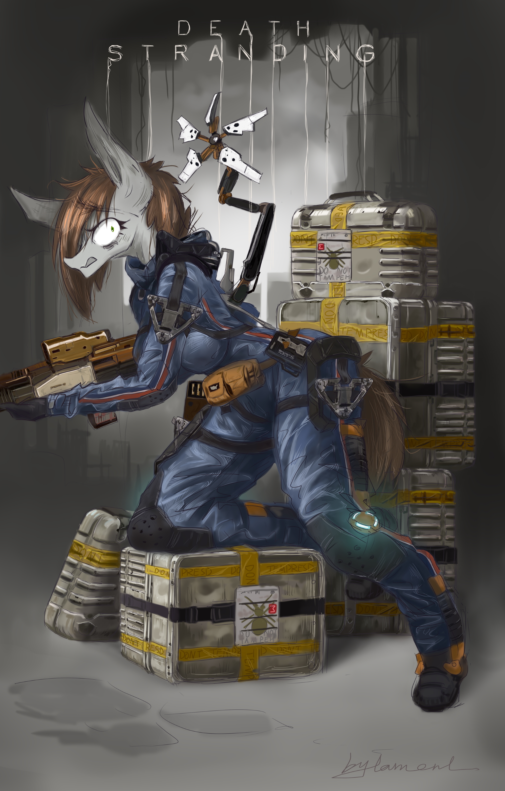 courier - My little pony, Littlepip, Fallout: Equestria, Death stranding, Anthro