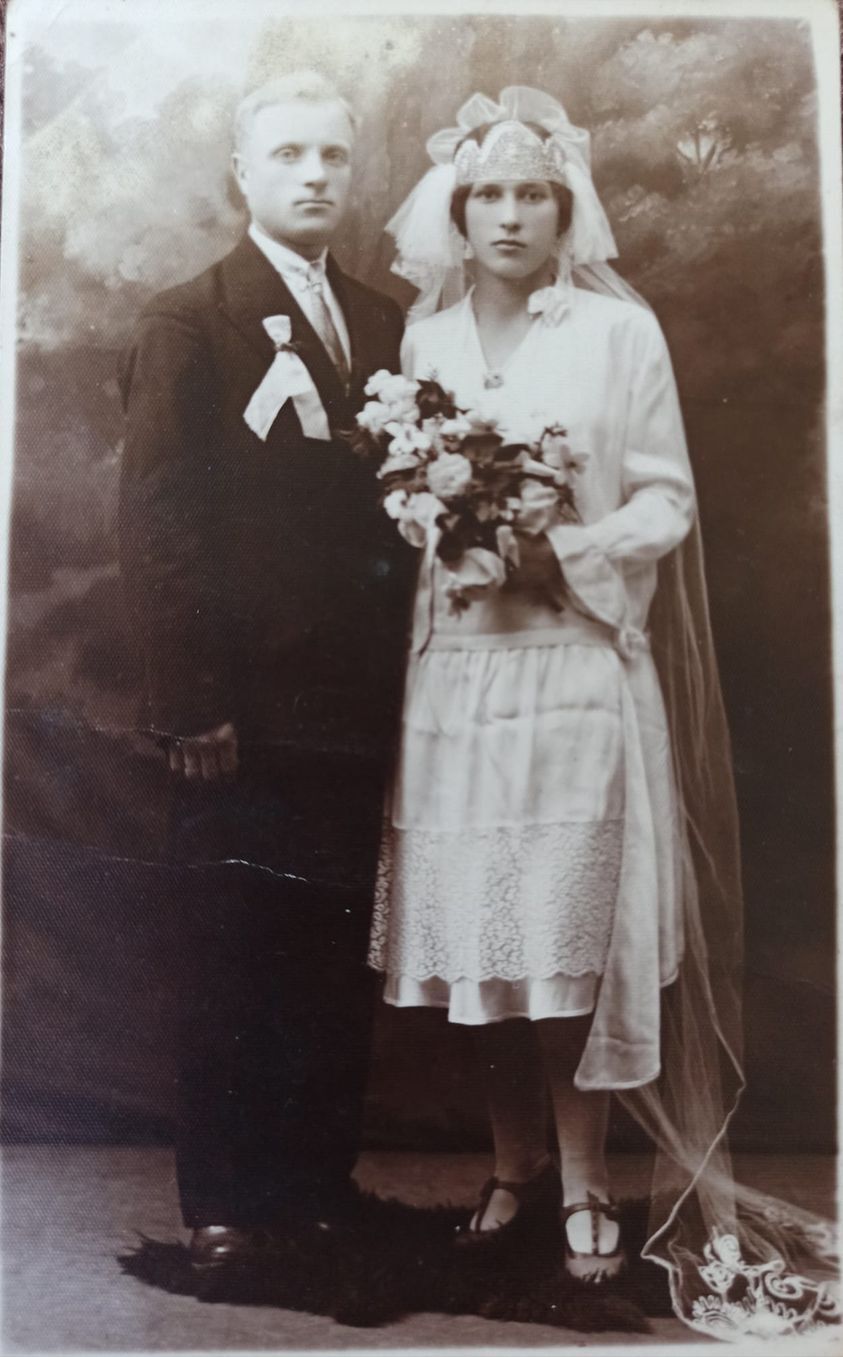 Newlyweds, Bialystok, 1930 - History of the USSR, the USSR, Old photo, Black and white photo, 1930s, Bialystok