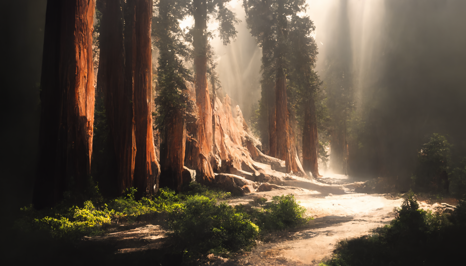 midjourney. Sequoia National Park - My, Midjourney, Нейронные сети, Art, USA, National park, Nature, Longpost