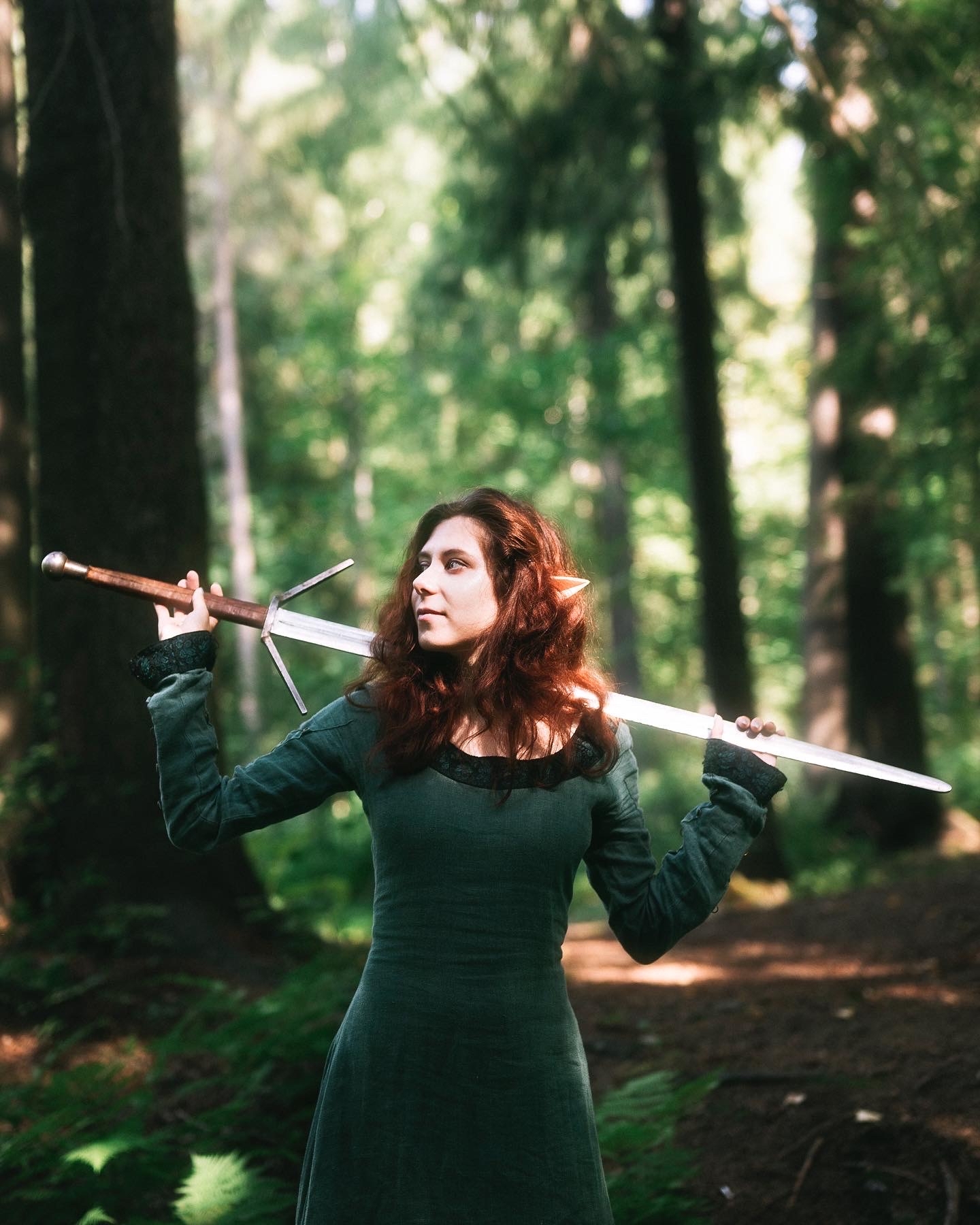 A little fairy tale. Nikon z5 Nikor 50mm 1/8s - My, Elves, Photographer, Creation, Sword, Girls, Forest, Longpost