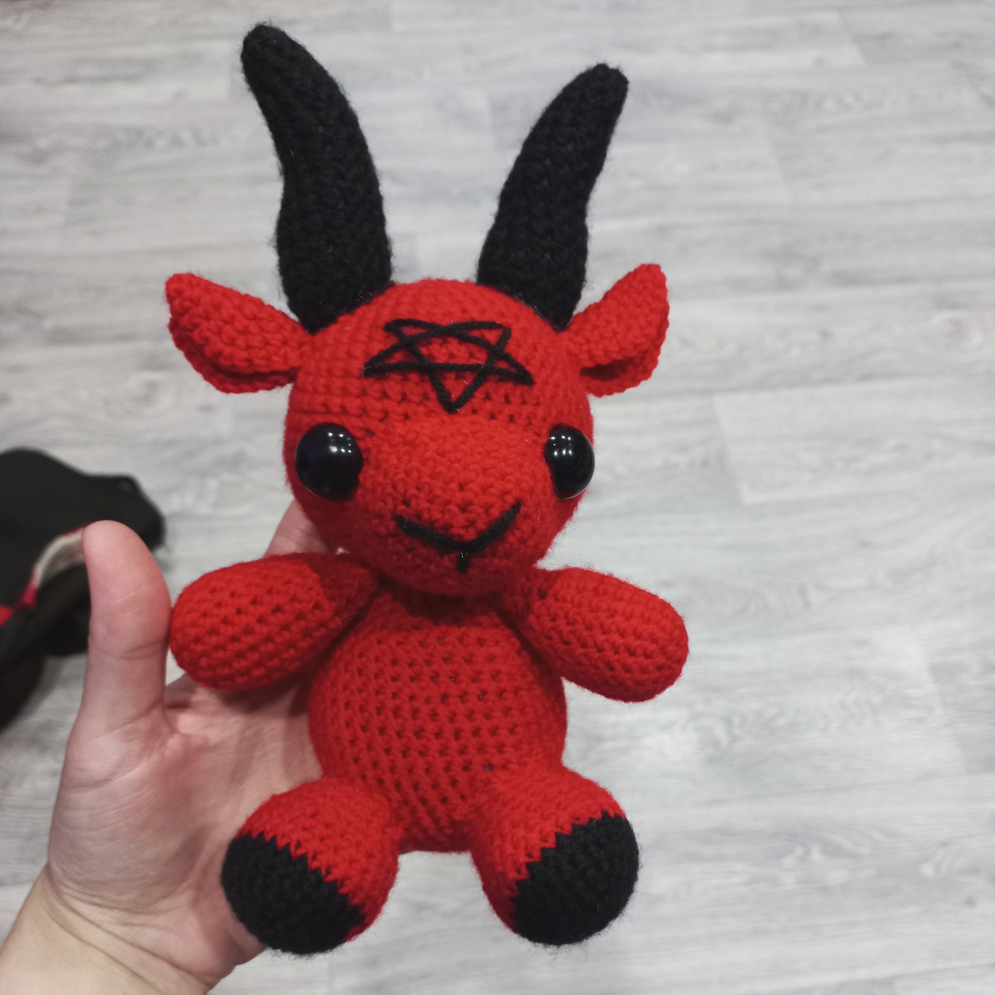 Knitted Baphomet - My, Needlework without process, Crochet, Amigurumi, Knitted toys, Knitting, Longpost