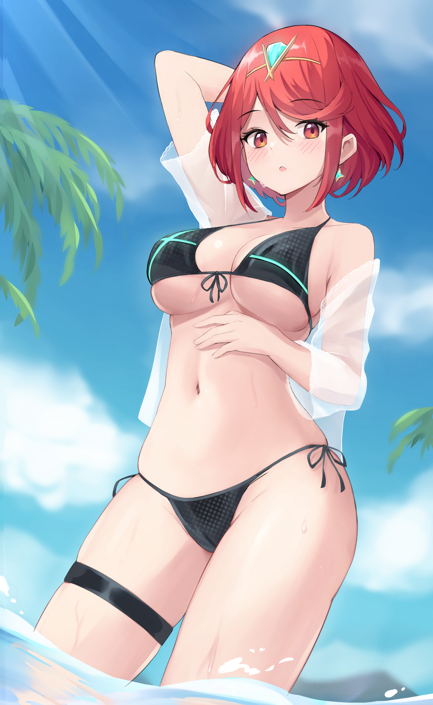 Pyra - NSFW, Art, Anime art, Girls, Anime, Hand-drawn erotica, Bikini, Xenoblade 2, Pyra