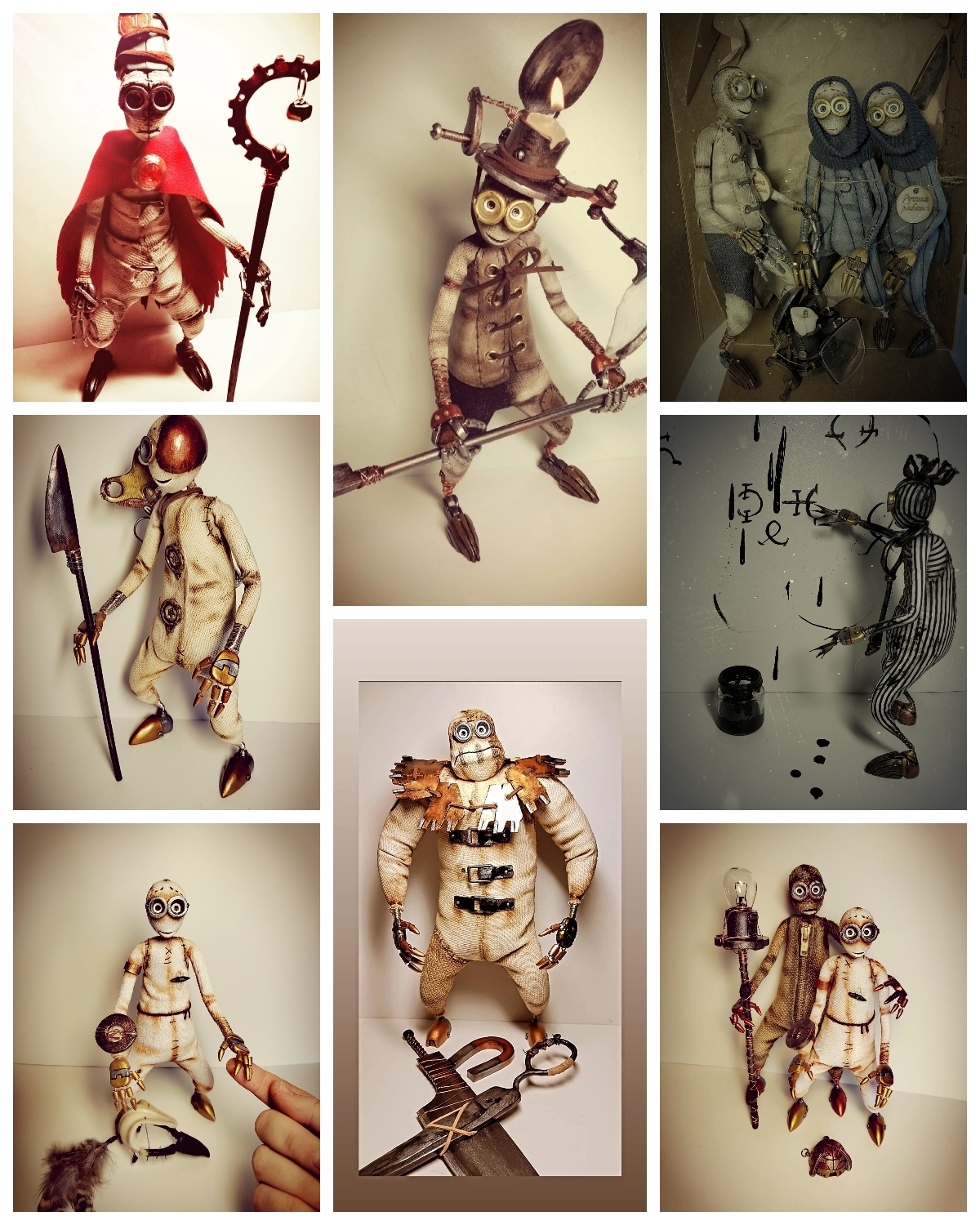 Everyone is here - Doll, Figurines, Creation, Handmade, Characters (edit), Cartoons, Polymer clay, Mixed media, Steampunk, Nine (cartoon), Saint Petersburg, Art, Video, Vertical video, Longpost