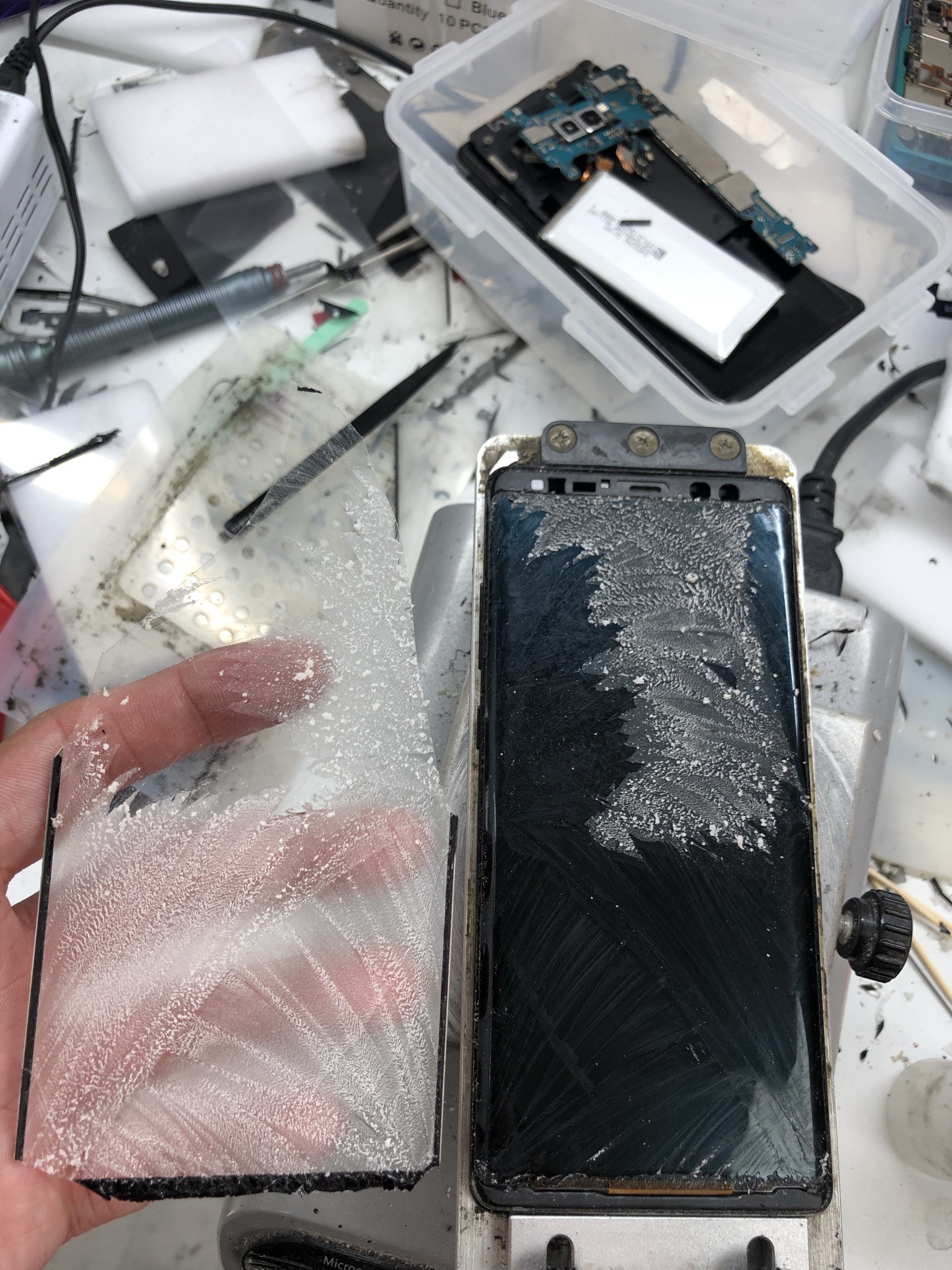 Samsung Galaxy Note 8 glass replacement. The first popular shovel - My, Samsung, Samsung Galaxy Note 8, Samsung Note 8, Telephone, Rukozhop, Mobile phones, Repair of equipment, Glass replacement, Plywood, Longpost