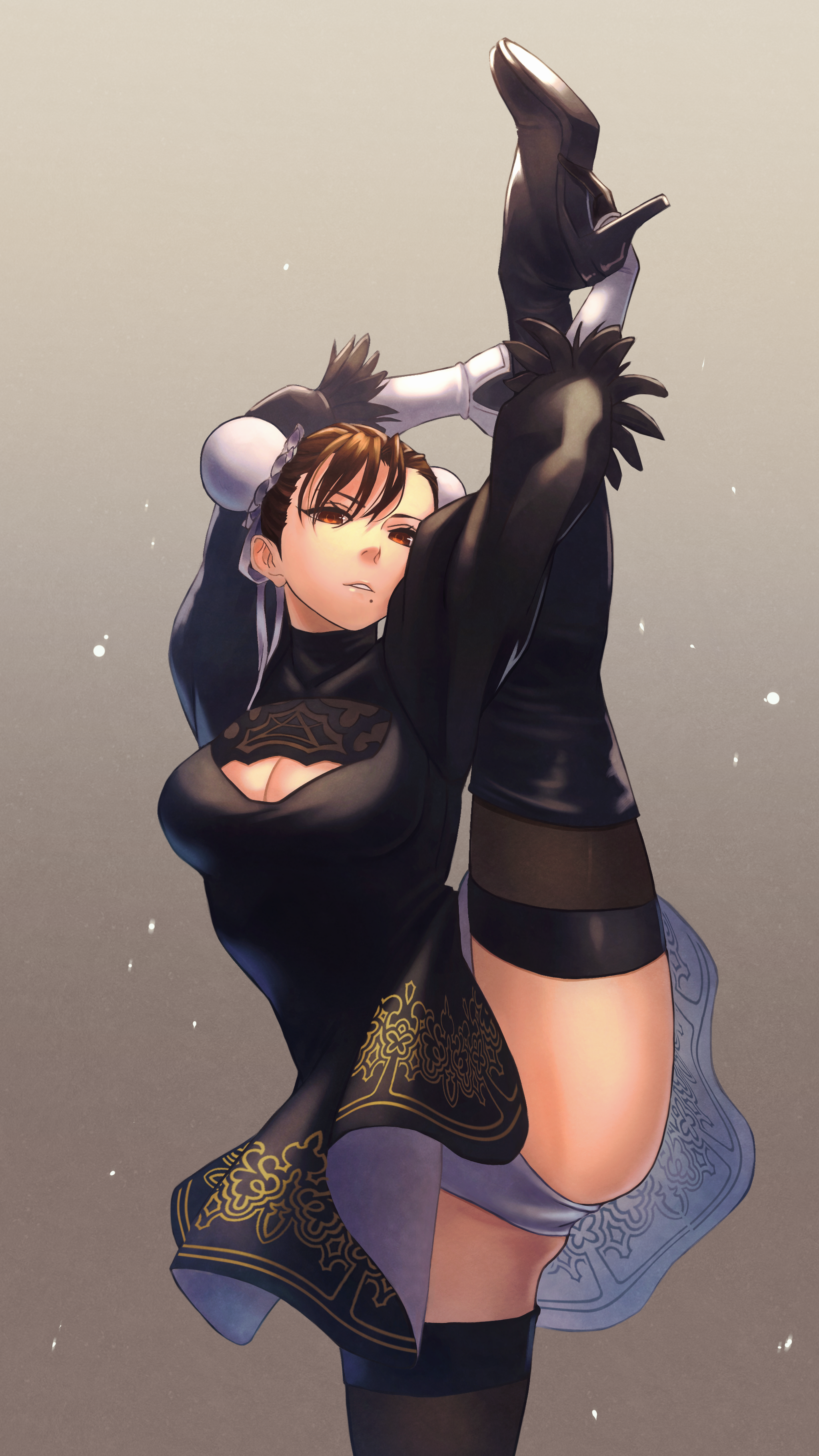 2B or Chun Li? - NSFW, Аниме, Anime Art, Арт, Игры, NIER Automata, Yorha unit No 2 type B, Street Fighter, Chun-Li, Кроссовер, Попа, Панцу, Чулки, Хоба, Game Art, Рисованная эротика, Эротика, Длиннопост