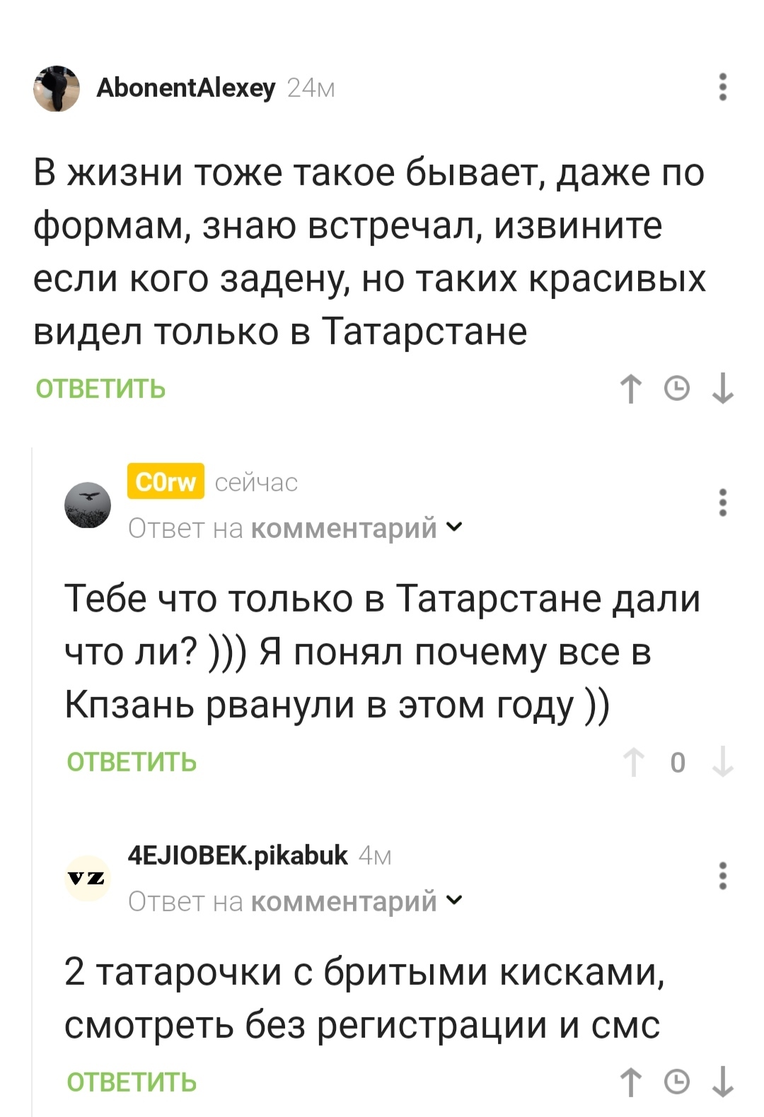 Продолжение поста «Вопрос про Казань…» - Татарстан, Скриншот, Комментарии на Пикабу, Ответ на пост