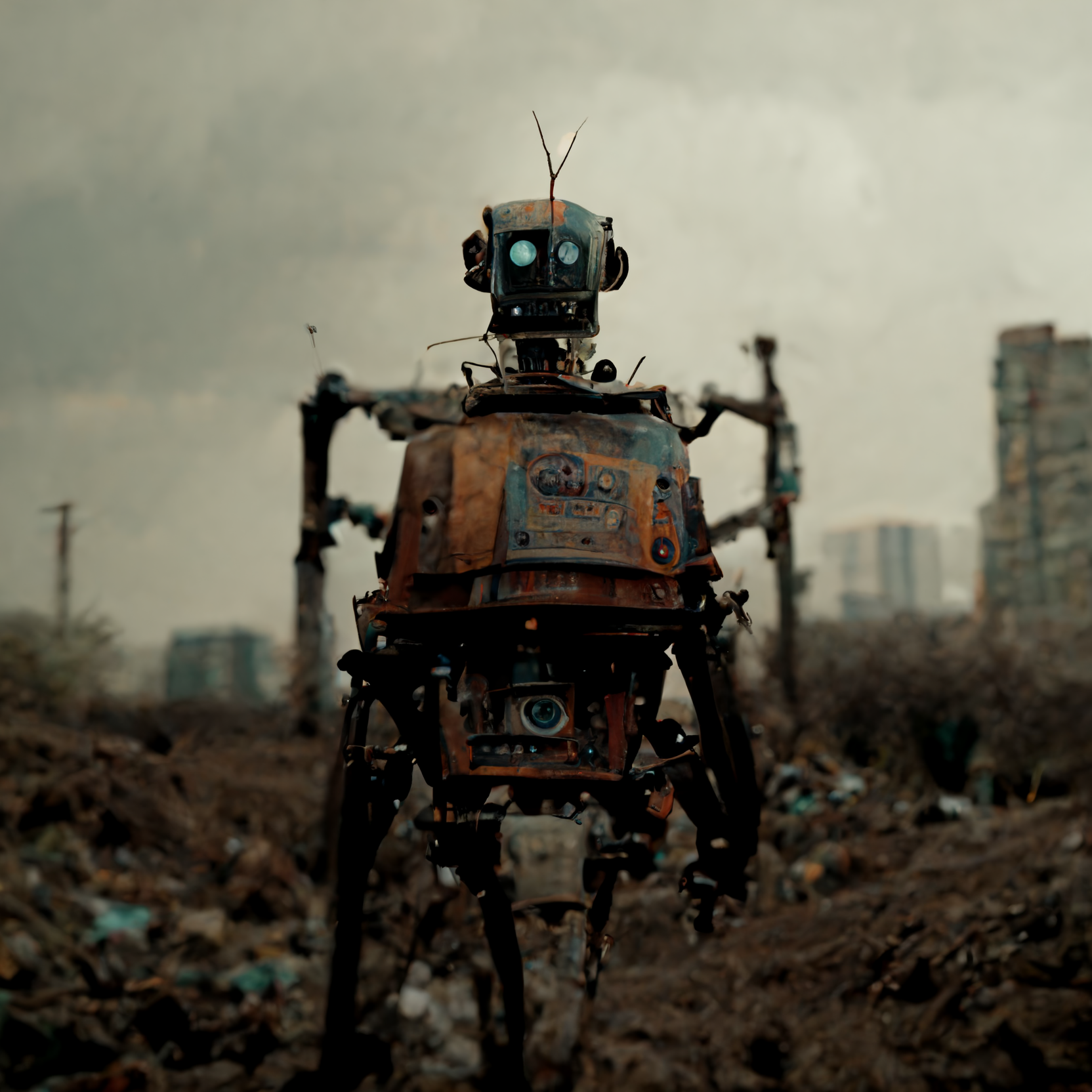 Garbage of robots from artificial intelligence - Art, Images, Нейронные сети, Computer graphics, Artificial Intelligence, Characters (edit), Portrait, Midjourney, Robot, Longpost