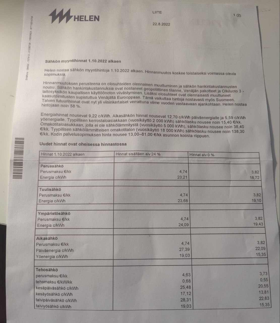 How electricity prices change in Finland - My, Sanctions, Finland, Rise in prices, Prices, Inflation, Negative, Longpost