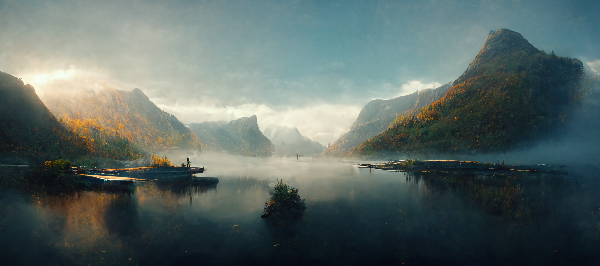 midjourney. Norwegian - My, Midjourney, Нейронные сети, Art, Landscape, Nature, Norway, Fjords, Longpost