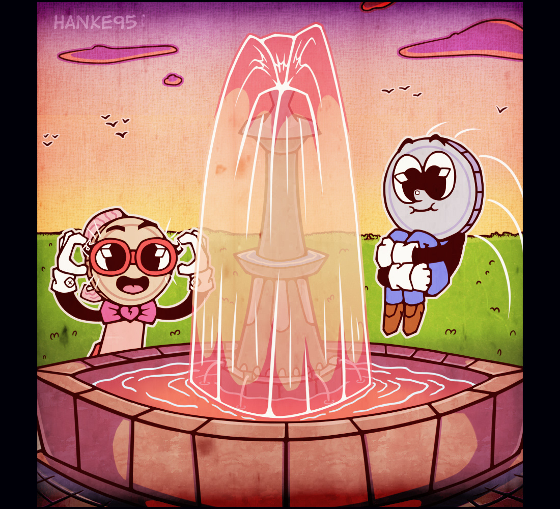 I saw enough of Cuphead and came up with the idea for such a small series of drawings - My, Drawing, Digital drawing, Digital, Longpost, Cuphead