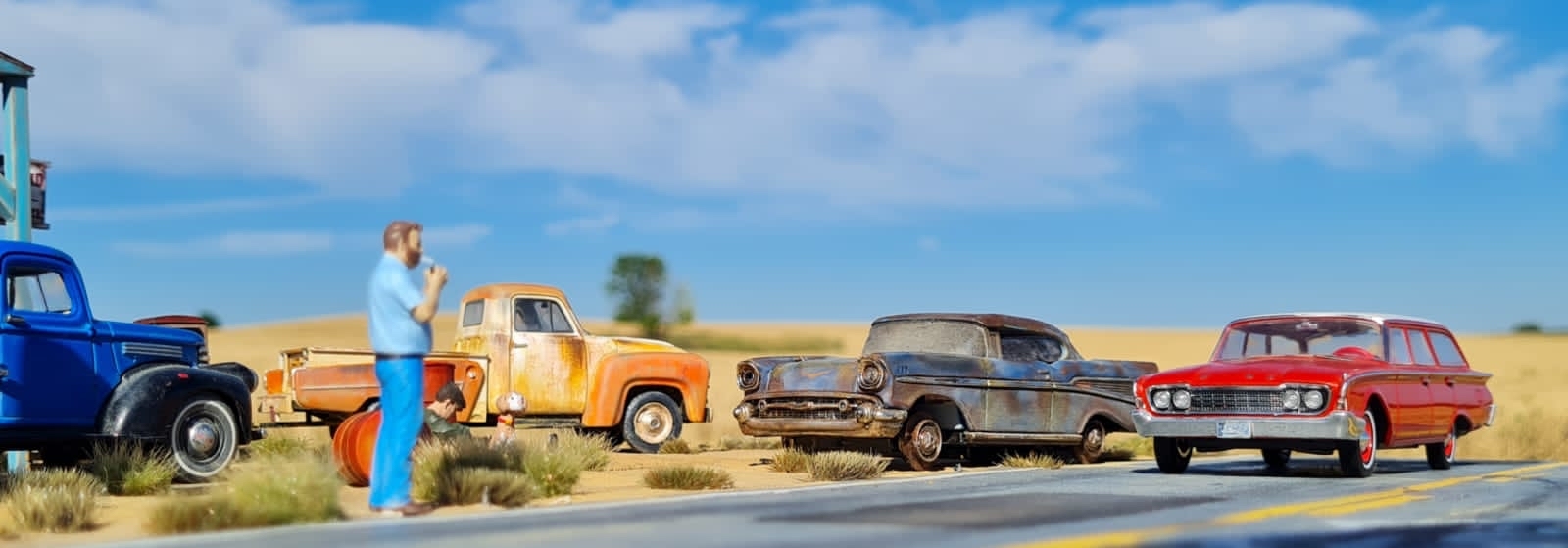 Bad trip in 1:43 scale :) - My, Modeling, Diorama, Layout, Route 66, Miniature, USA, Longpost