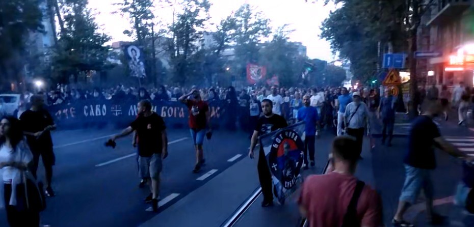 Procession. Belgrade. 28.08.2022 - My, Politics, Serbia, Procession, Belgrade, Procession, Poster, Orthodoxy, Serbs, Flag, Video, Longpost, Motorcyclists