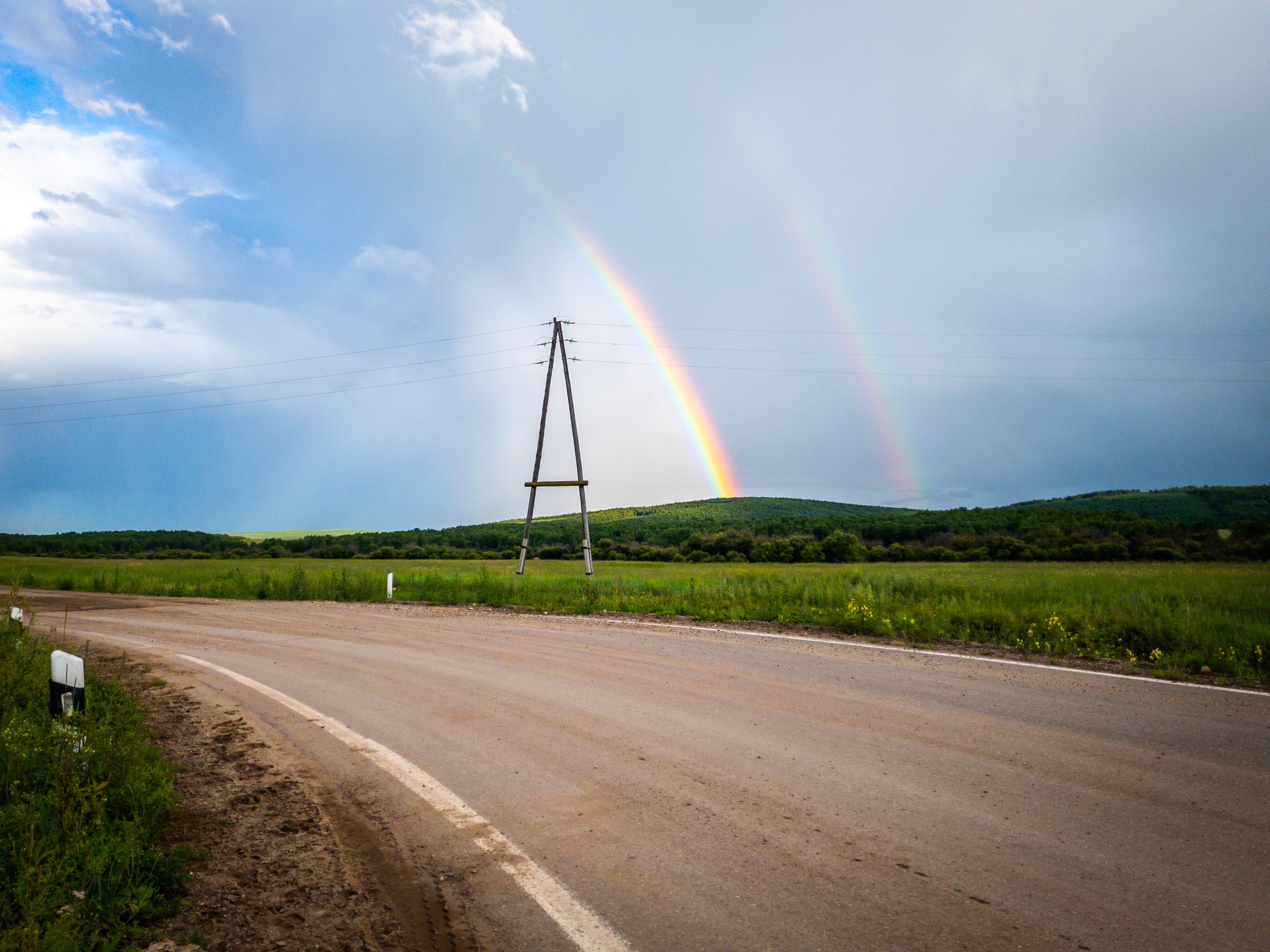 Double Rainbow - My, Mobile photography, Rainbow, Double Rainbow, Summer, Nature