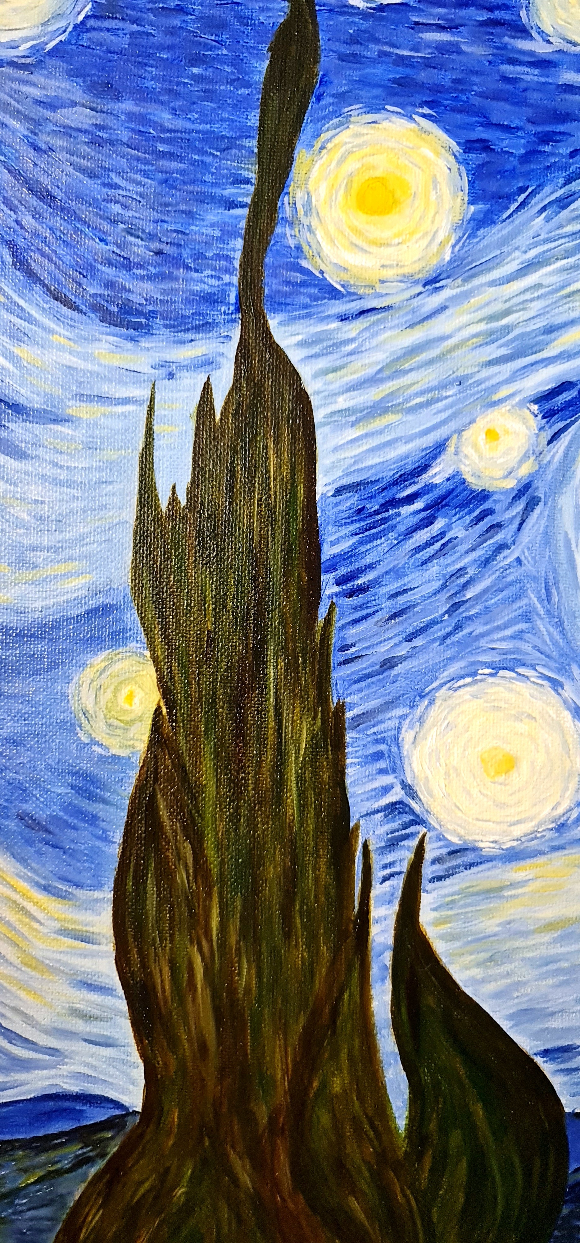 Starry Night, Van Gogh - My, van Gogh, Night, Van Gogh's Starry Night, Painting, Canvas, Painting, Paints, Starry sky, Landscape, dawn, Sky, moon, Stars, Video, Youtube, Longpost, Oil painting