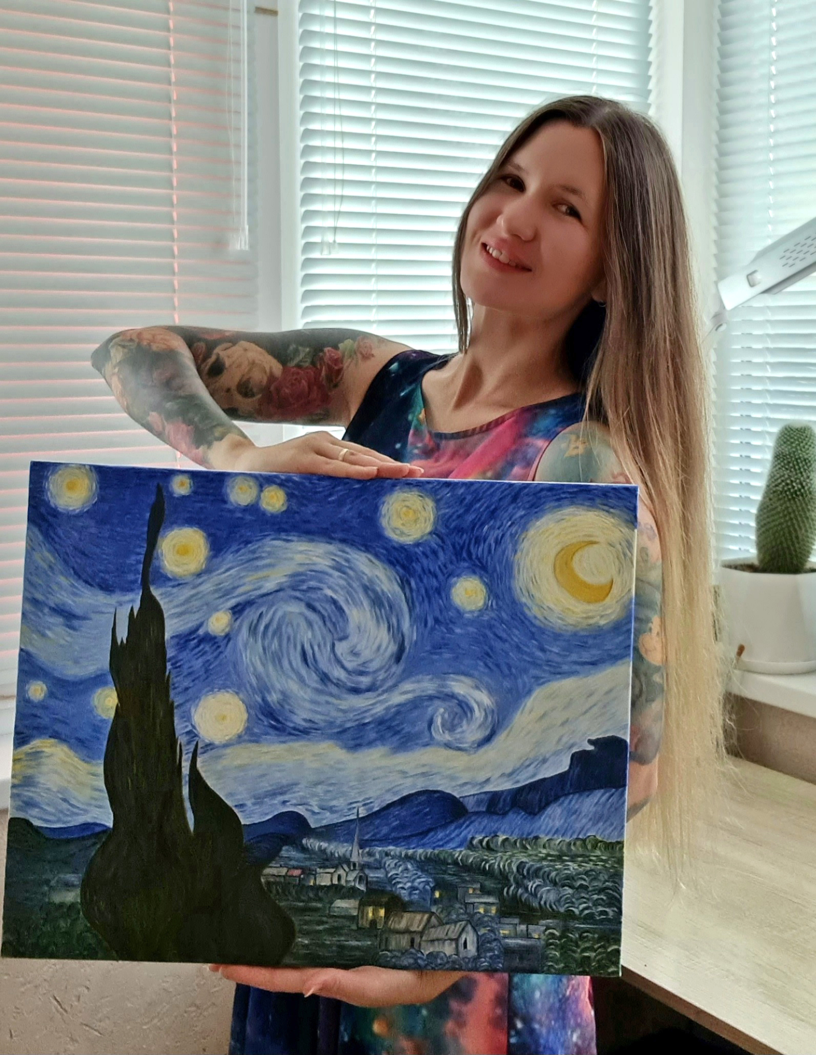 Starry Night, Van Gogh - My, van Gogh, Night, Van Gogh's Starry Night, Painting, Canvas, Painting, Paints, Starry sky, Landscape, dawn, Sky, moon, Stars, Video, Youtube, Longpost, Oil painting