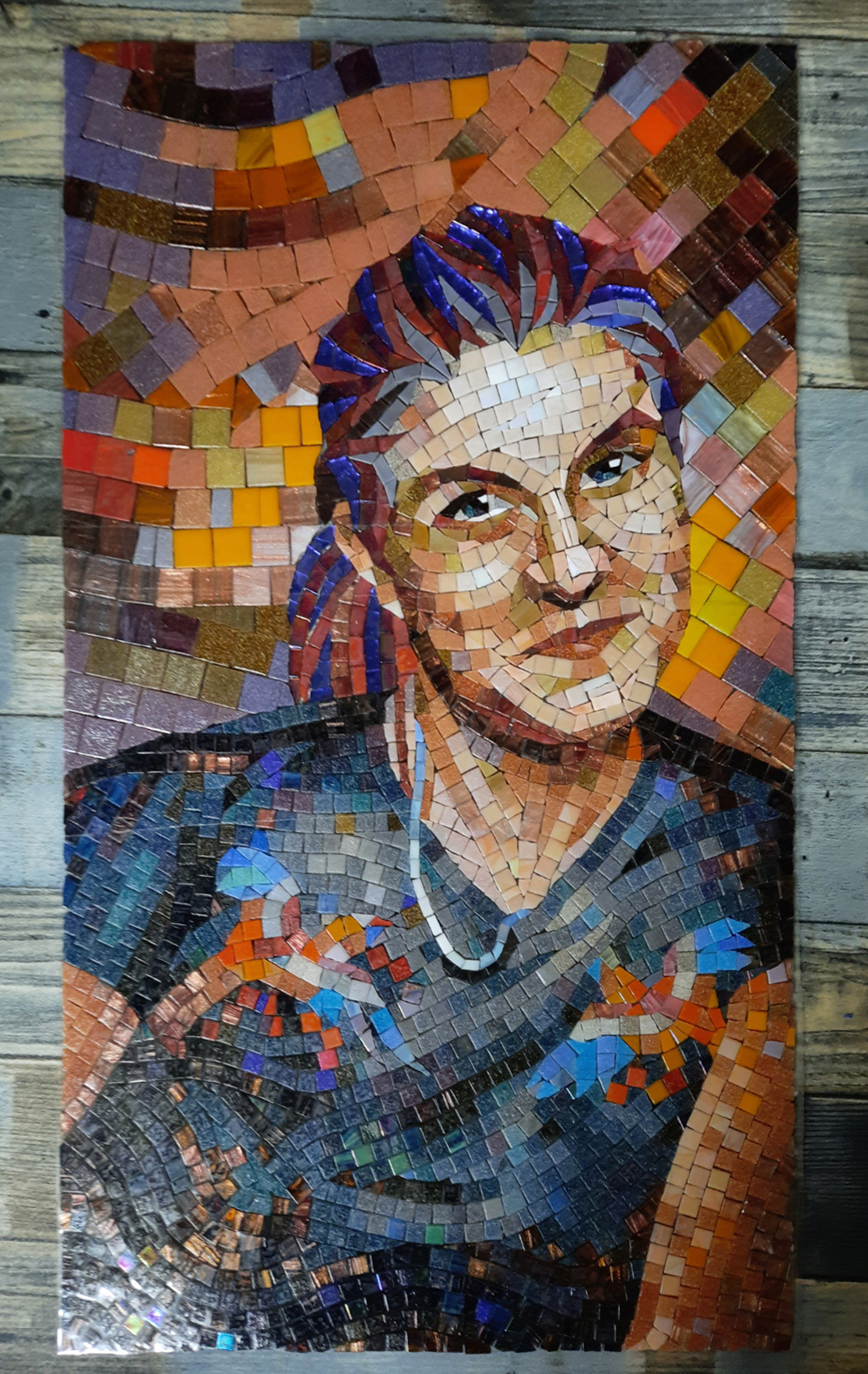 Mosaic portrait - My, Mosaic, Portrait, Portrait by photo, Creation, Artist, Needlework without process, Work, Presents, Decor, Longpost, Handmade